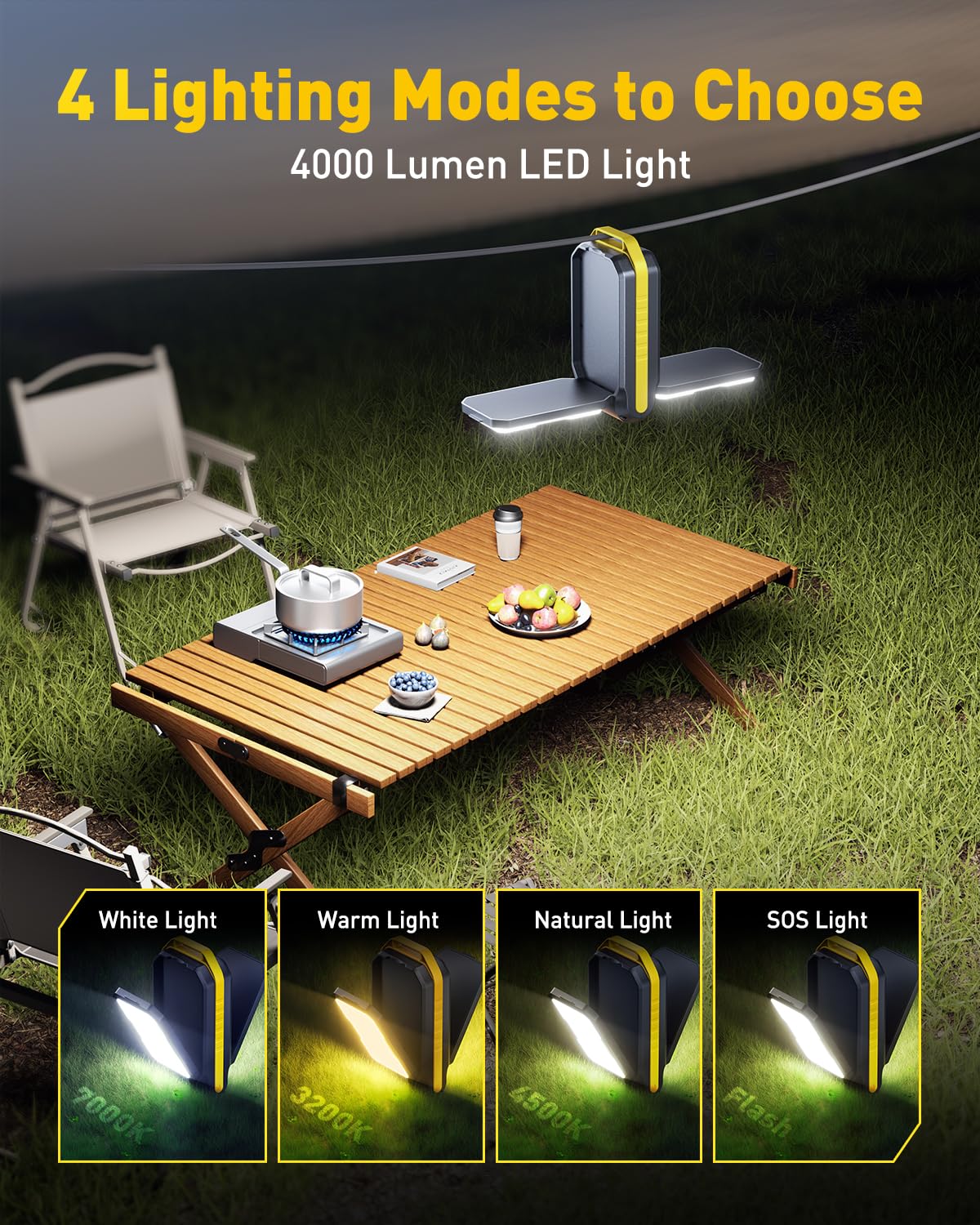 Auxito Jump Starter: 6000A Car Portable-Battery Jumper Box With 4000Lm Led Outdoor Camping Light And Power Bank Function, Up To