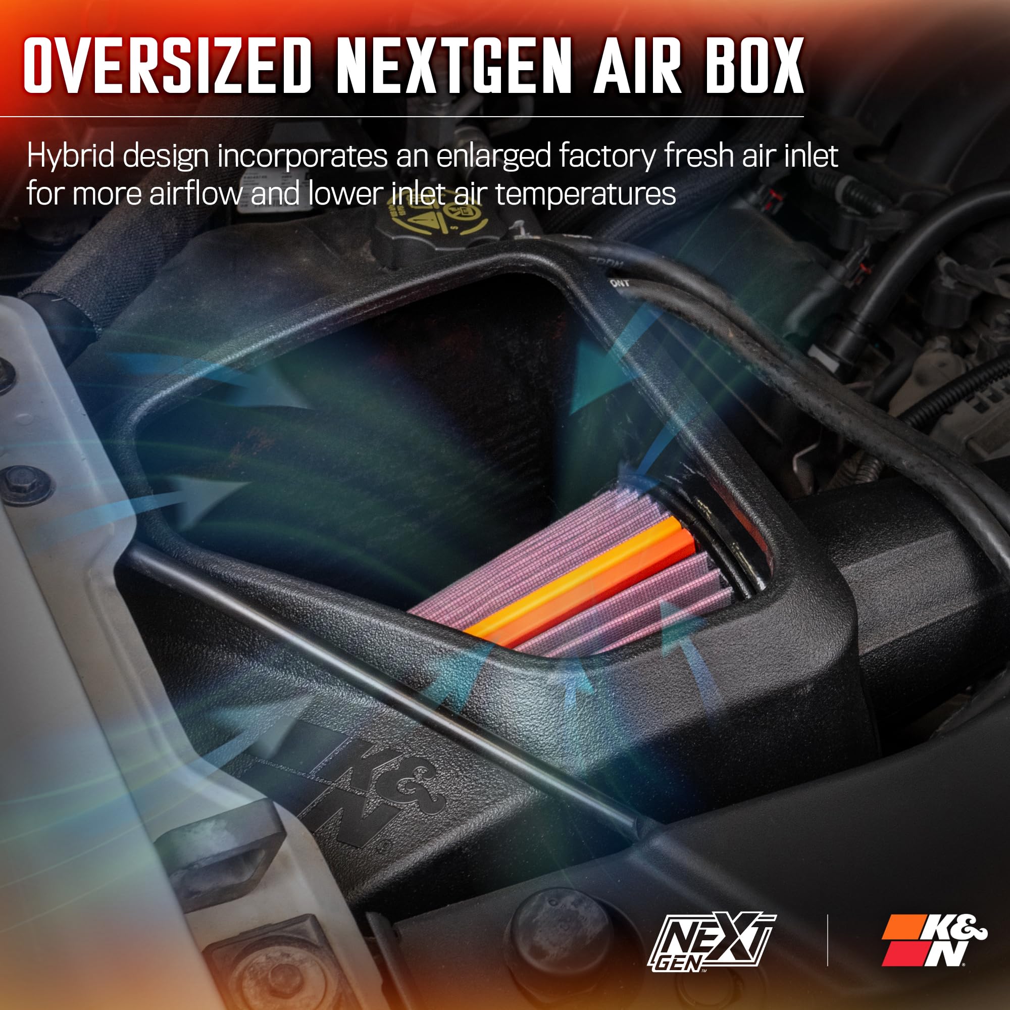K&N Nextgen Cold Air Intake System: High-Flow Cotton Filter: Compatible With 2014-2020 Cadillac/Chevrloet/Gmc Escalade; Silverad