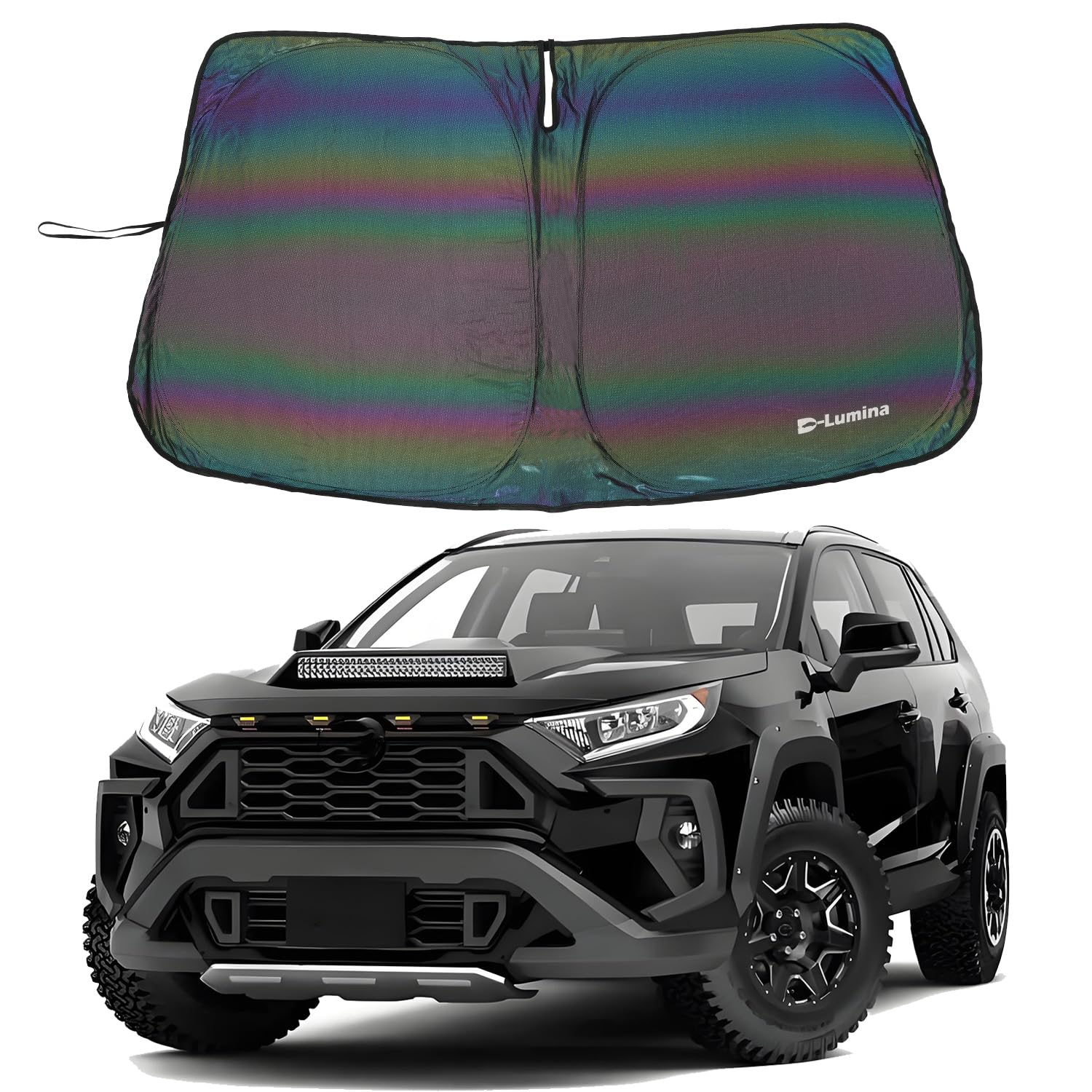 D-Lumina Rav-4 Windshield Sun Shades - Compatible With Toyota Rav4 2019 2020 2021 2022 2023 2024 2025 - Foldable Front Window Su