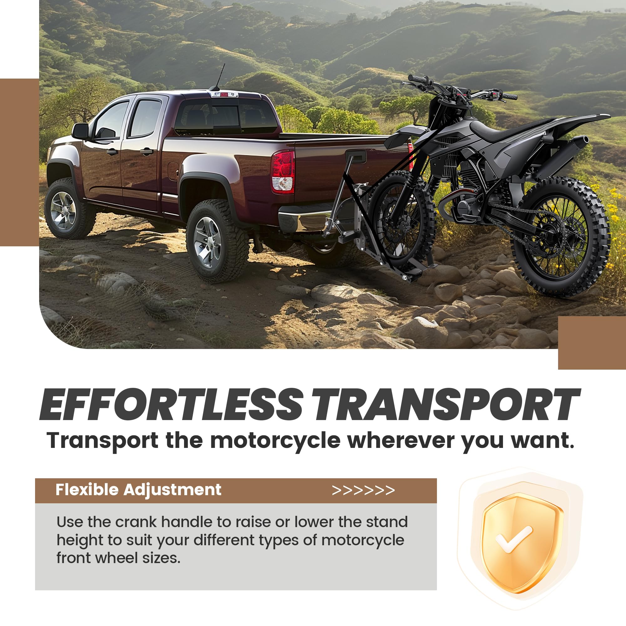 KUAFU 800LBS Motorcycle Trailer Hitch Scooter Hitch Carrier Tow Dolly Hauler Hitch 2'' Tow Receiver Mount Rack