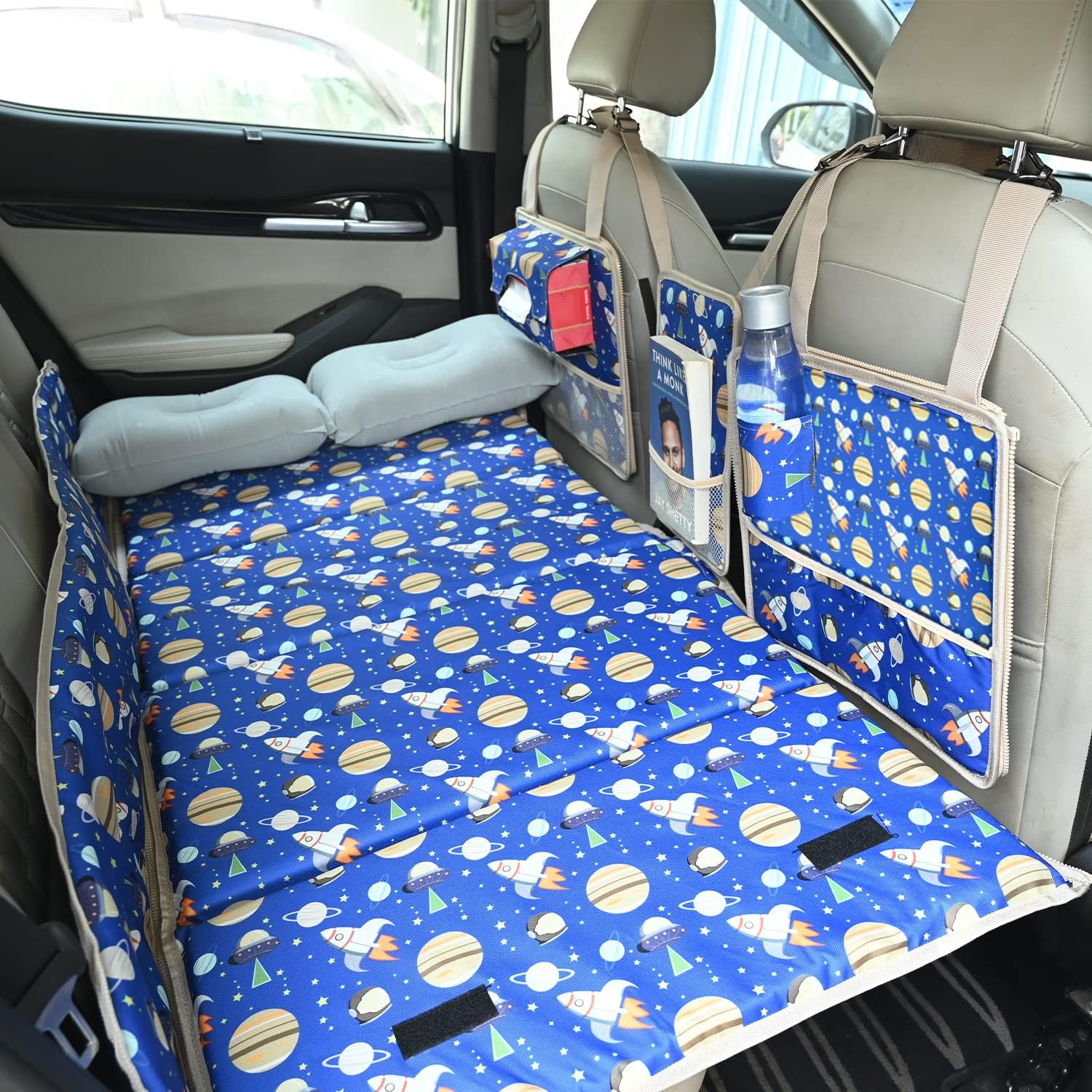 Allextreme Cb-S06 Non-Inflatable Car Bed With Two Pillows Portable & Foldable Design Polyester Fabric Back Seat Sleeping Mattres