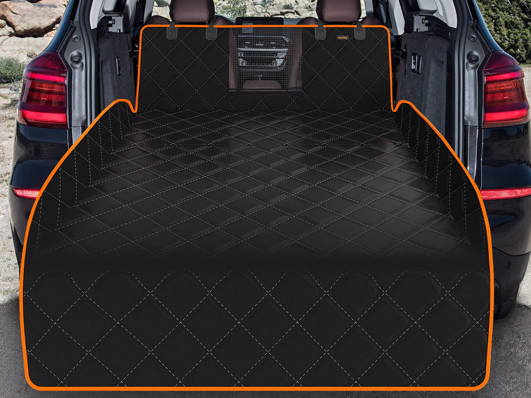 Ibuddy Suv Cargo Liner For Dogs Waterproof Pet Cargo Cover With Mesh Window Non Slip Durable Dog Seat Cover Protector With Bumpe