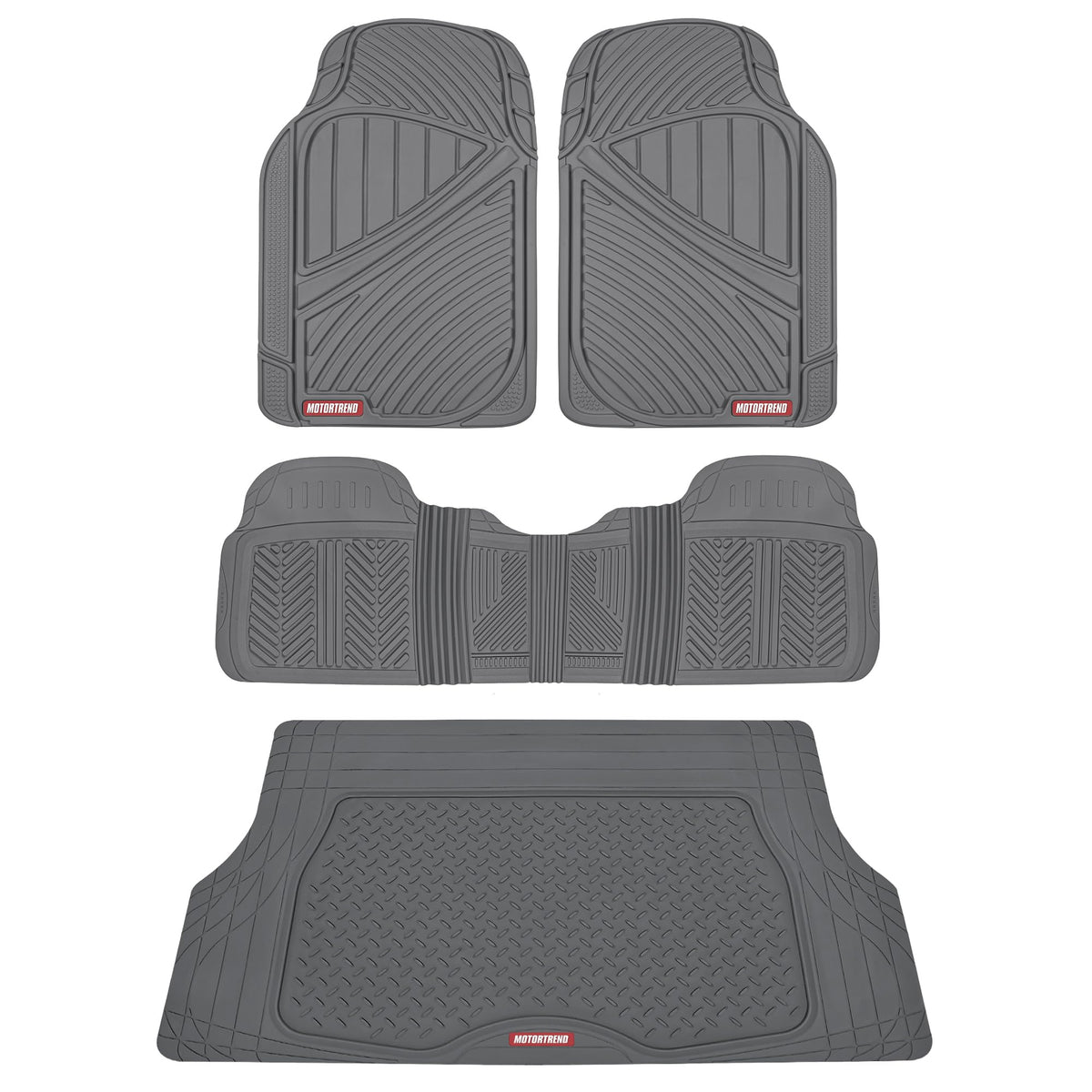 Motor Trend Flextough Performance All Weather Rubber Car Floor Mats With Cargo Liner - Full Set Front & Rear Odorless Floor Mats