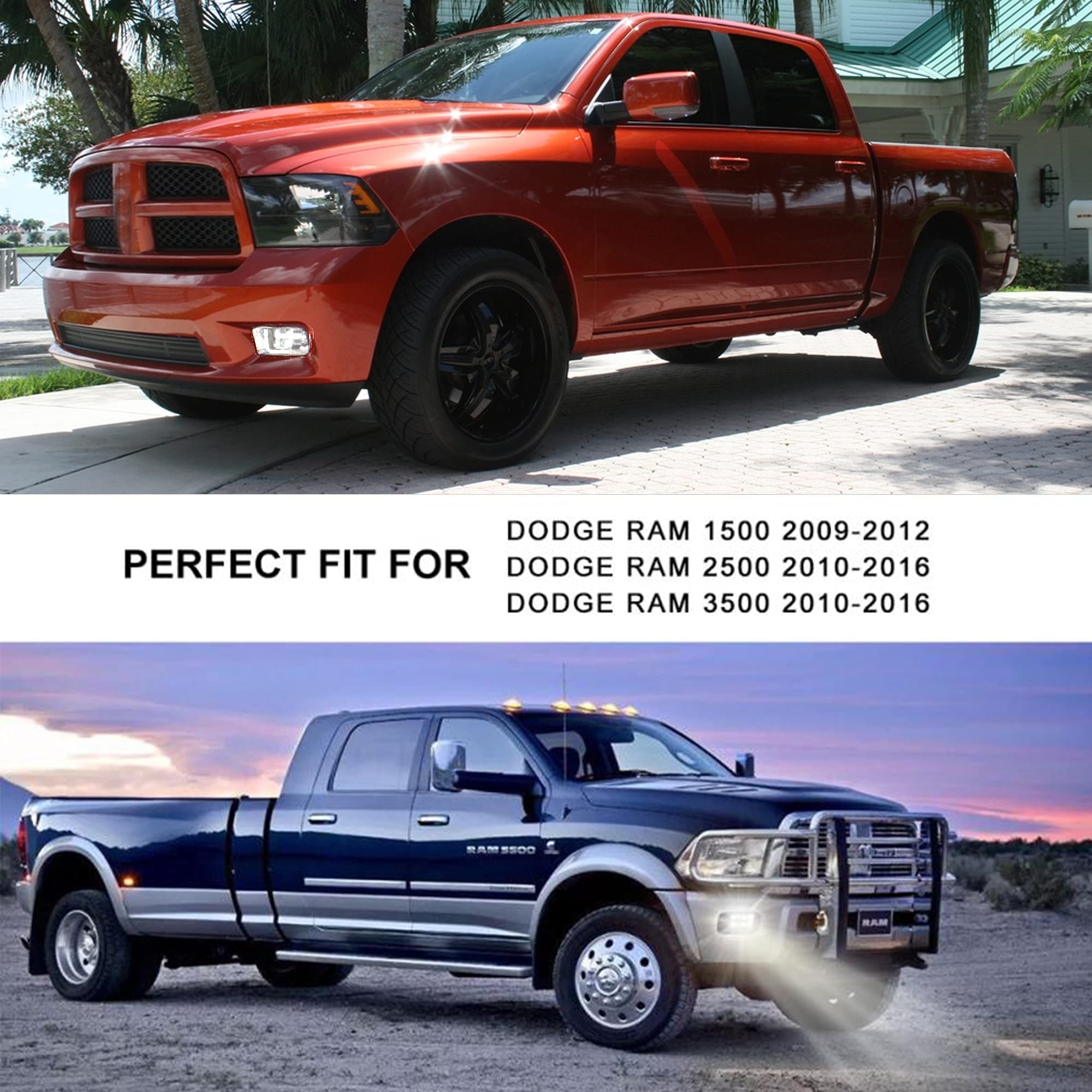 Led Fog Light With Daytime Running Light For Dodge Ram 2009-2012 1500, 2010-2017 2500/3500 Driving Fog Lamps Assembly Pickup Truck