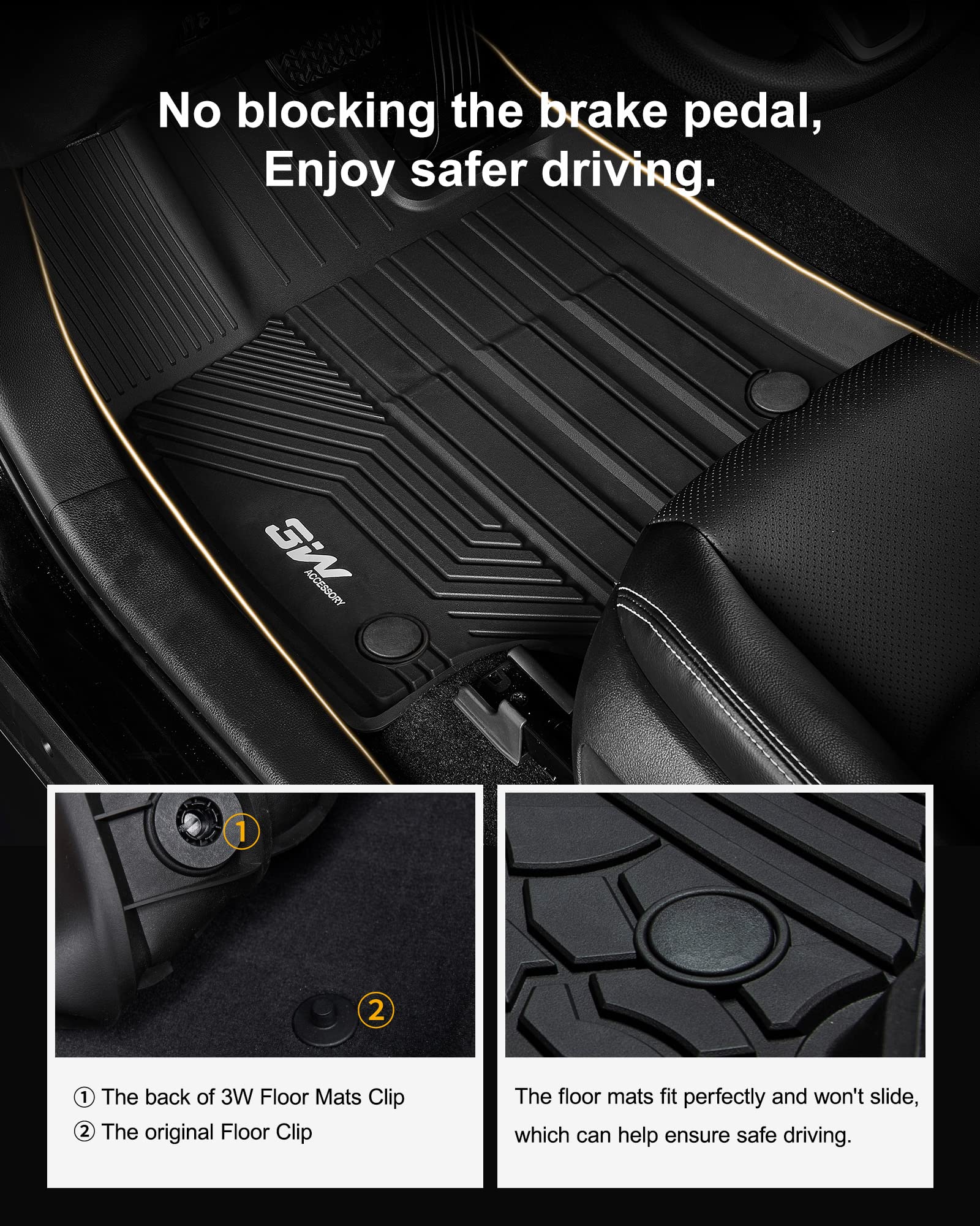 3W Floor Mats Fit Toyota Rav4 2019-2024 2025 (Not For Hybrid Or Prime), Tpe All Weather Custom Fit Floor Liner For Toyota Rav4 1