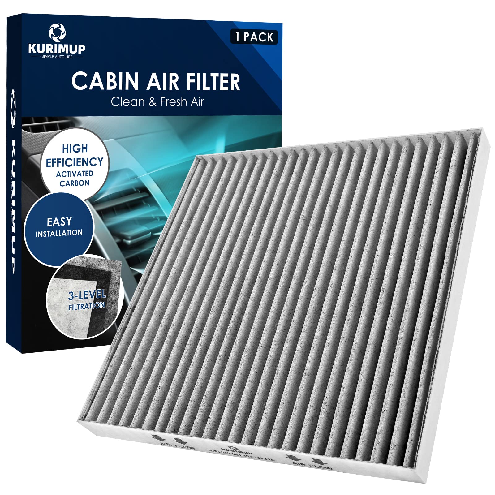 KURIMUP Premium Cabin Air Filter with Activated Carbon,Replacement for CF10374(CP374), Fit for Toyota Tacoma (2005-2021)/Dodge D