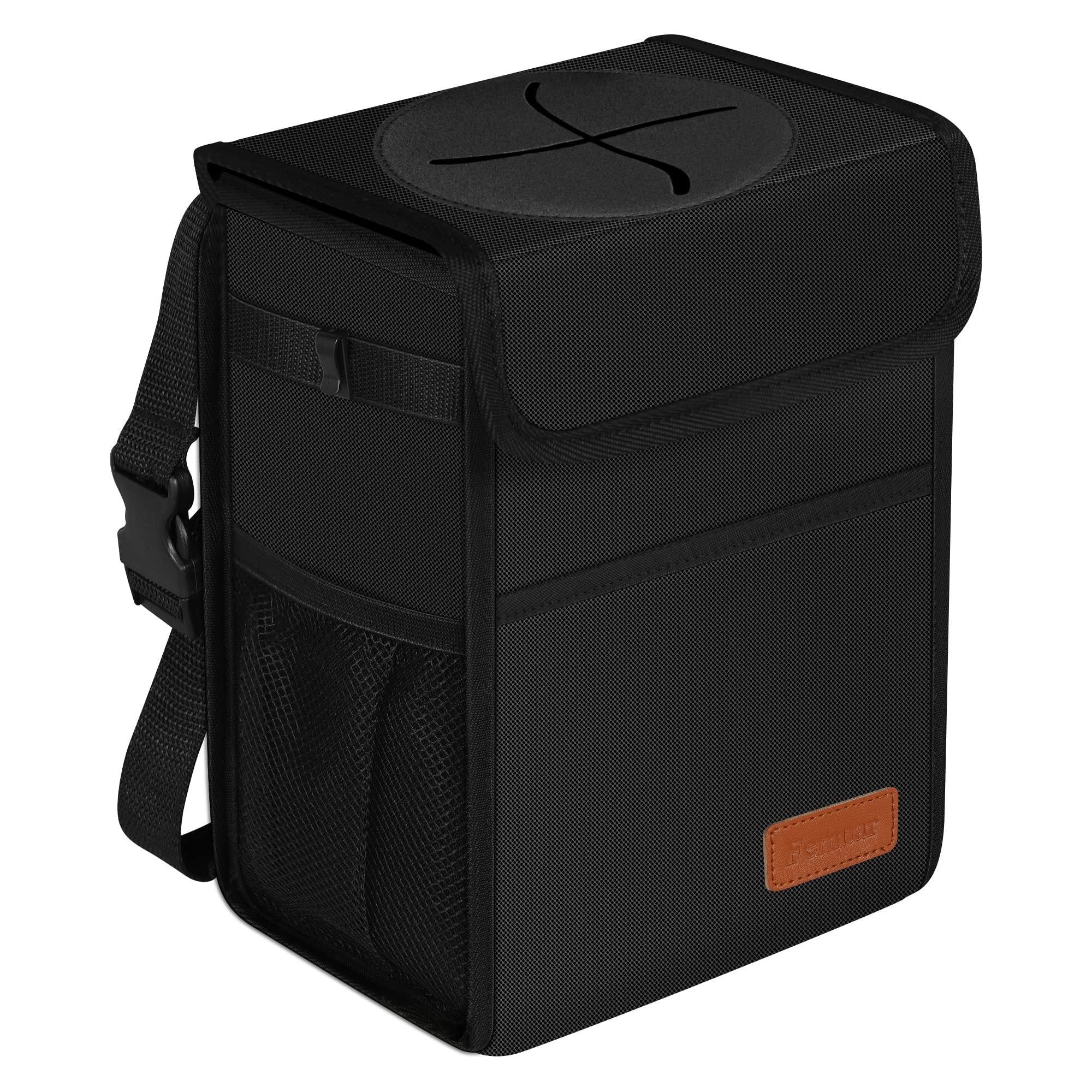 Femuar Leak Proof Car Trash Can With Lid - Waterproof Automotive Garbage Bin For Suvs, Collapsible And Portable Car Trash Bag, B