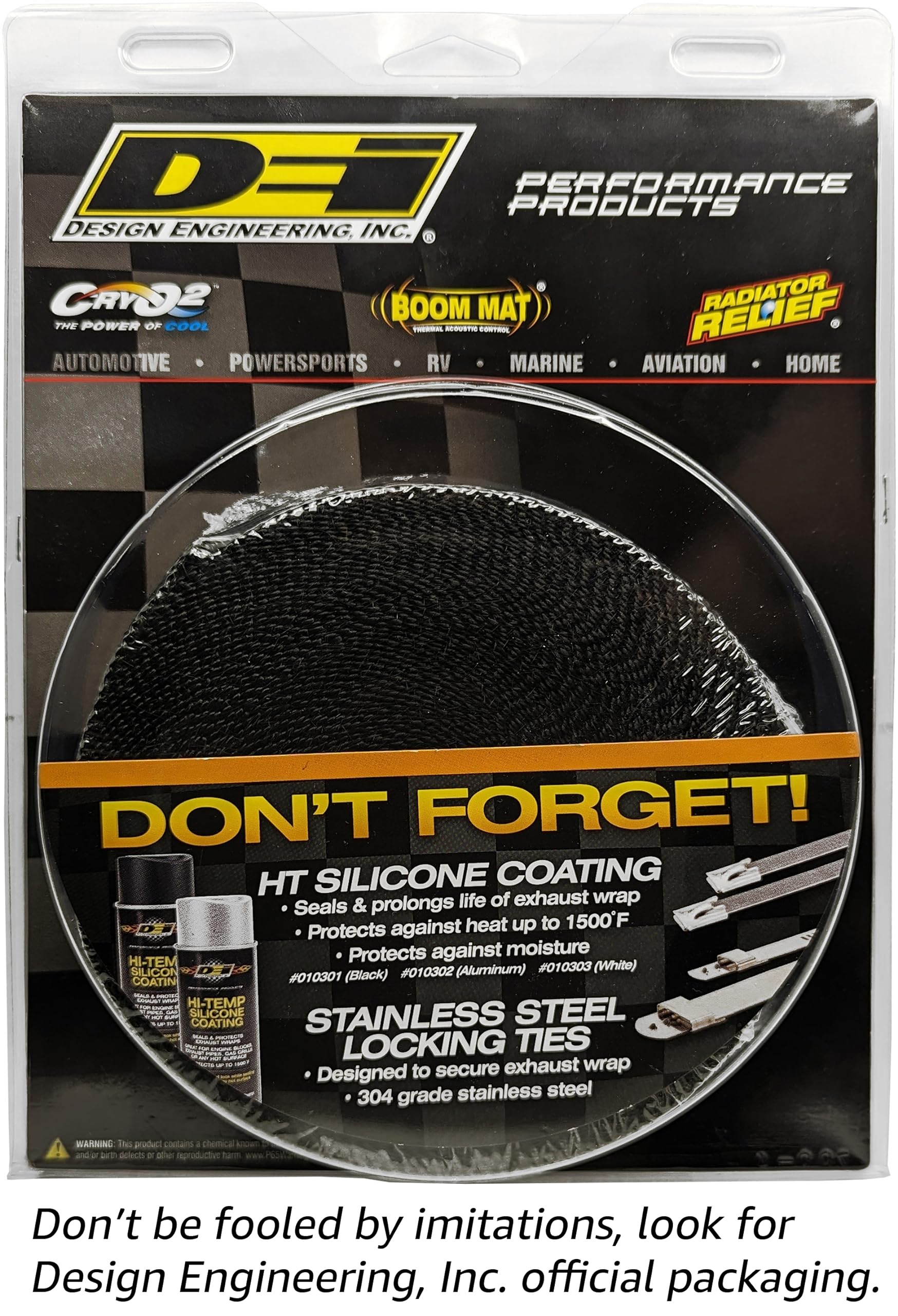 Design Engineering Titanium Exhaust Heat Wrap with Lava Rock Technology - 2&quot; x 15' - Heat Wrap for Exhaust Pipes, Pliable Exhaust Wrap Tape, Withstands 1800°F Direct Heat & 2500°F Intermittent Heat