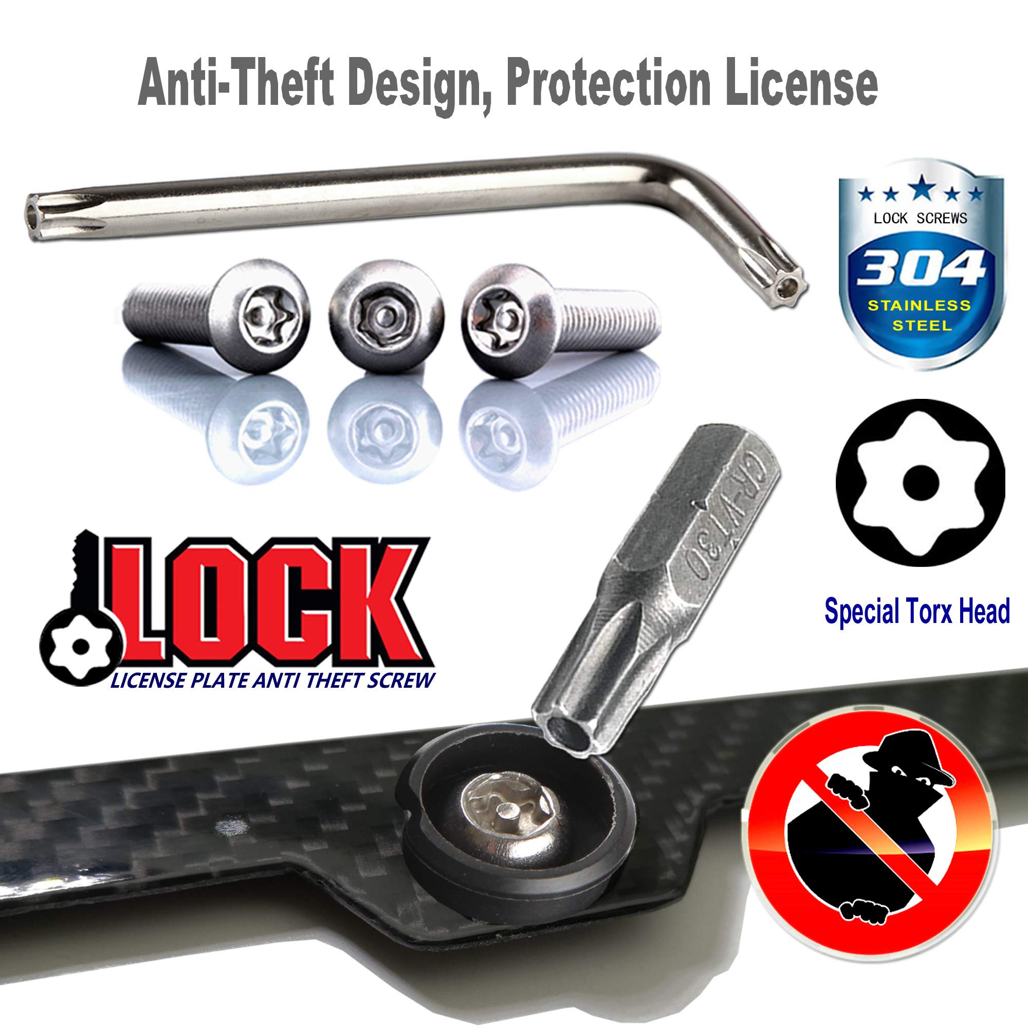 Zxfoog Carbon Fiber License Plate Frame- 100% Handcrafted Real Carbon Fiber Cloth Wrapped Holder, Slim Black Stainless Steel Car