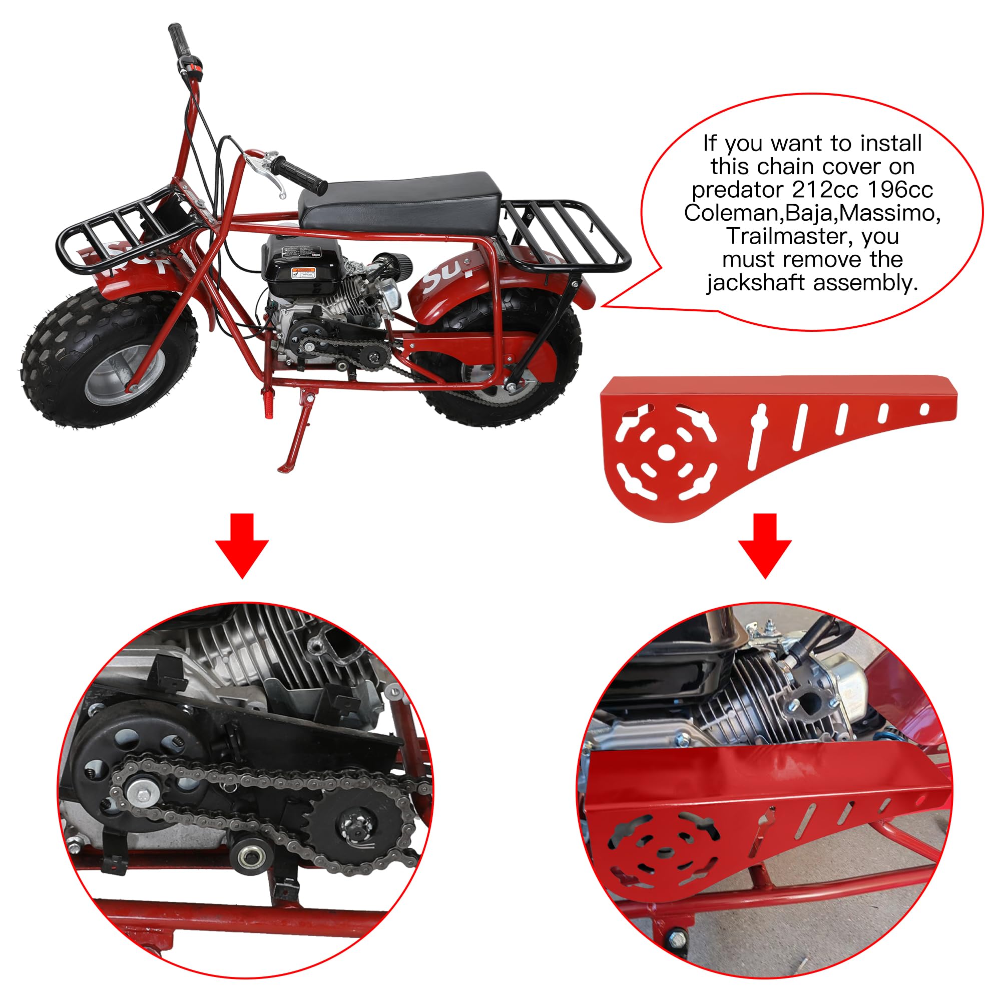 GREHUA Upgrade Chain Guard Cover for Predator 212cc Coleman CT200U CT100U CC100X Baja Doodlebug DB30 Motovox MBX10 196cc 6.5hp 7