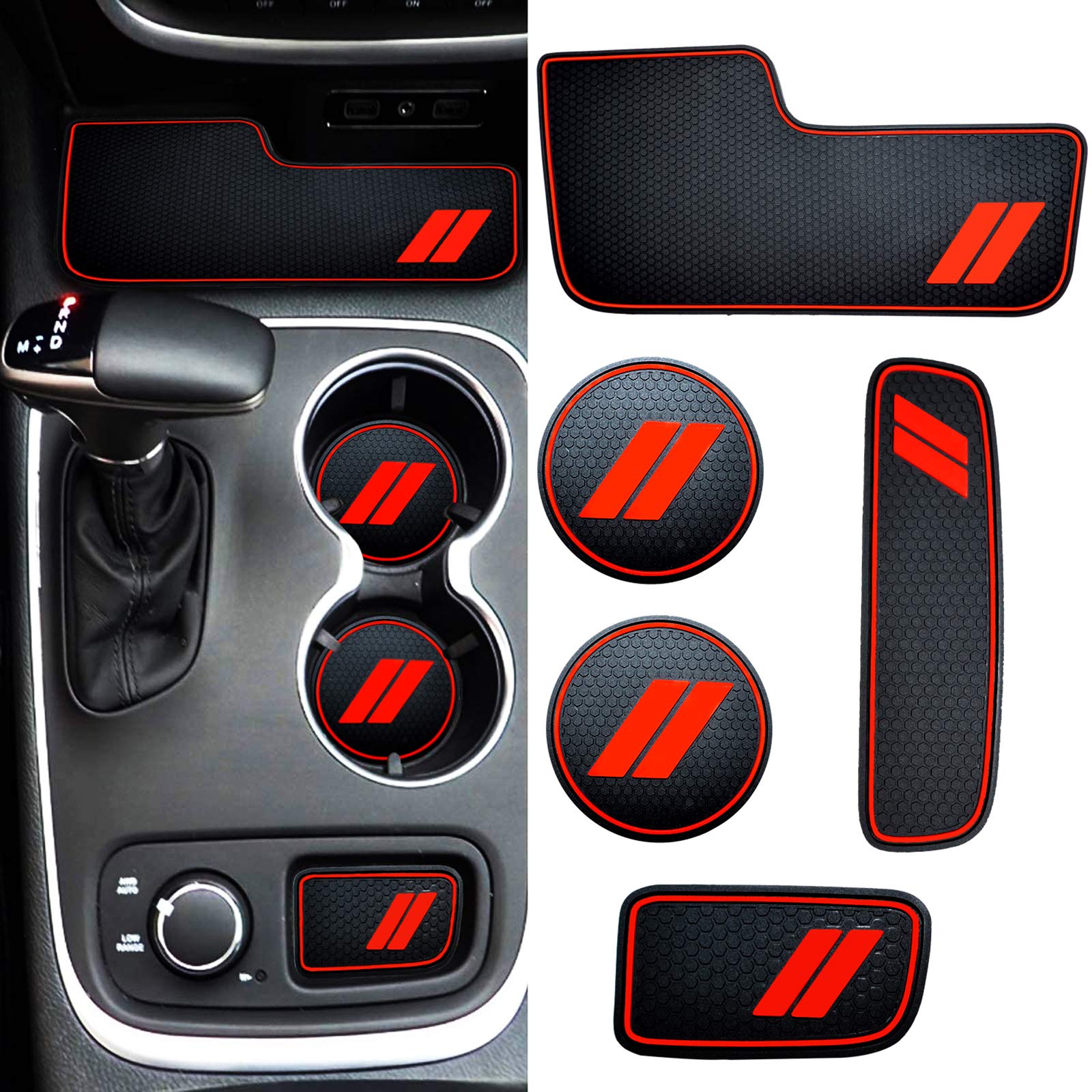 Hamsam For Dodge Durango Accessories 2014-2020 Anti Dust Cup Holder Inserts, Door Pocket Liners,Center Console Liner Mats Premiu