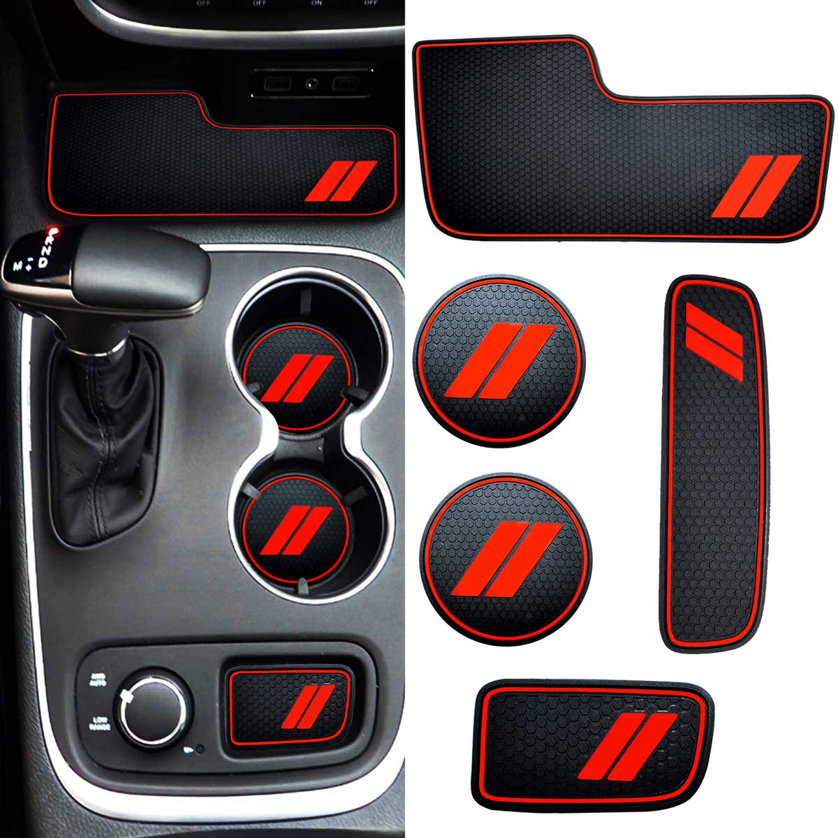 Hamsam For Dodge Durango Accessories 2014-2020 Anti Dust Cup Holder Inserts, Door Pocket Liners,Center Console Liner Mats Premiu