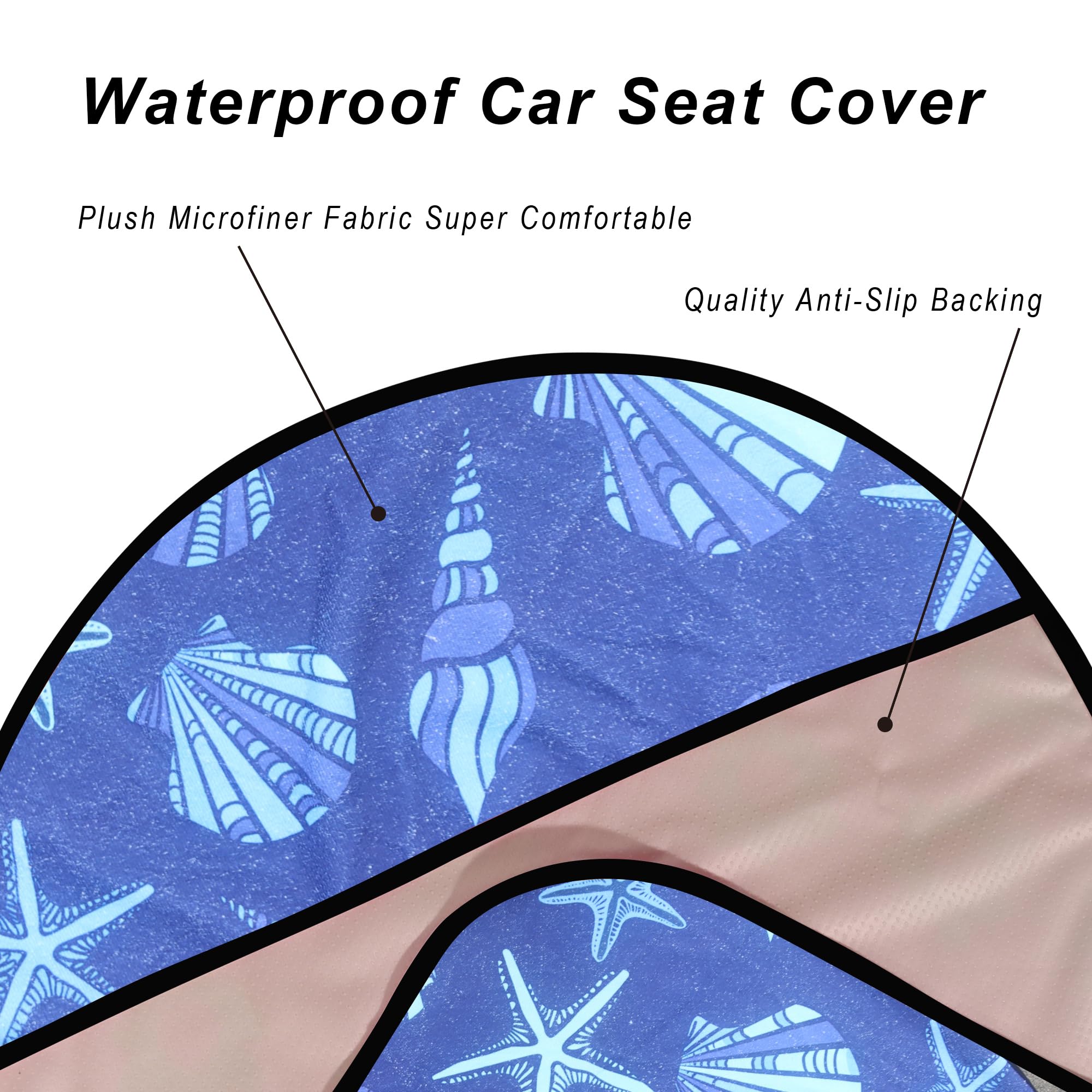 Loyagour Car Seat Cover Protector Front Seats,For Gym Workout,Running,Swimming,Beach And Hiking,Waterproof Sweat Towel Bucket Seat Covers For Trucks Suv Jeep (Conch Shells Starfish, 1Pcs)
