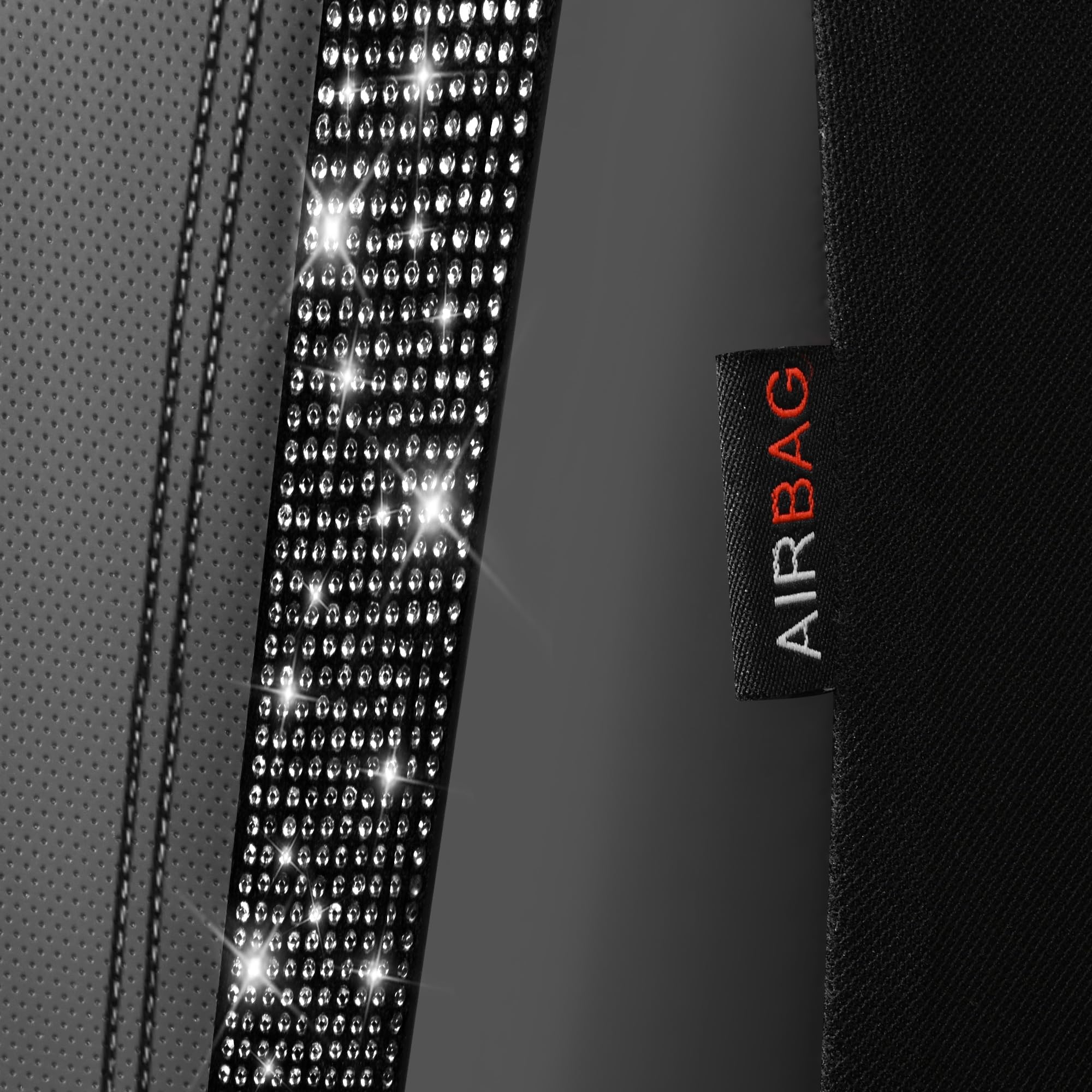 Car Pass Leather Car Seat Covers High Back Bucket Bling Diamond Front Seats, Waterproof Universal Shining Glitter Crystal Sparkl