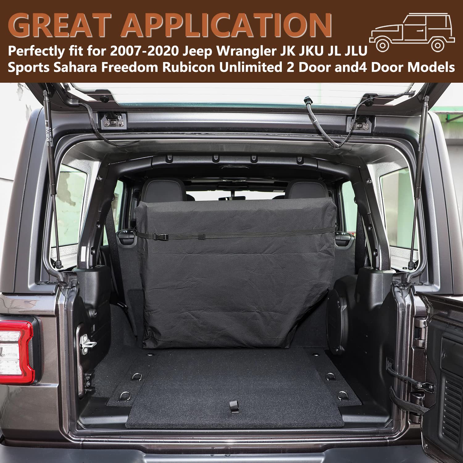 Opall Hard Top Freedom Top Panels Storage Bag, Large, Black, Vinyl, Upgrade Version for 2007-2024 Jeep Wrangler & Gladiator