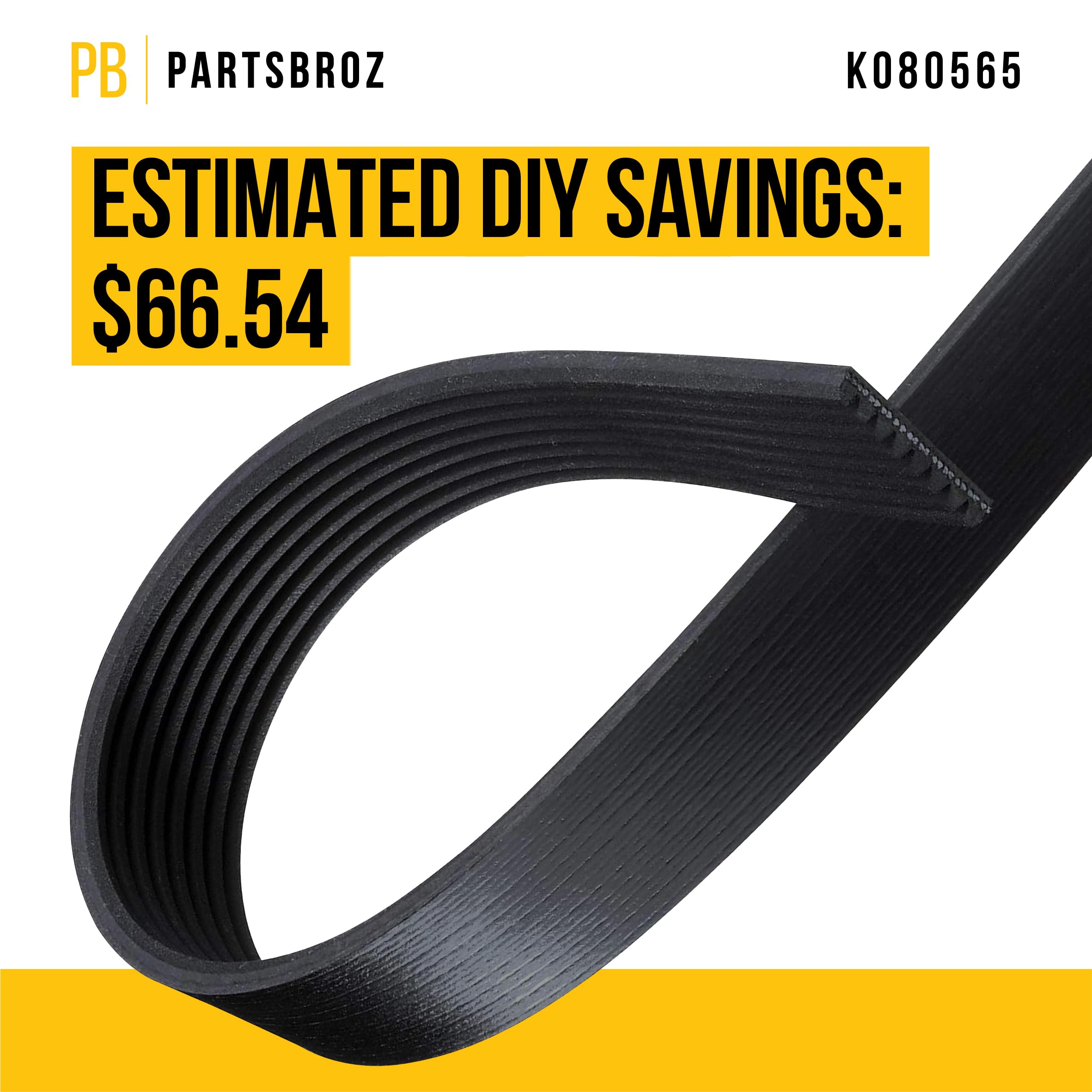 Partsbroz K080565 Micro-V Serpentine Drive Belt - Compatible With Gates Dayco Bando Acdelco Goodyear Continental - Replaces K080