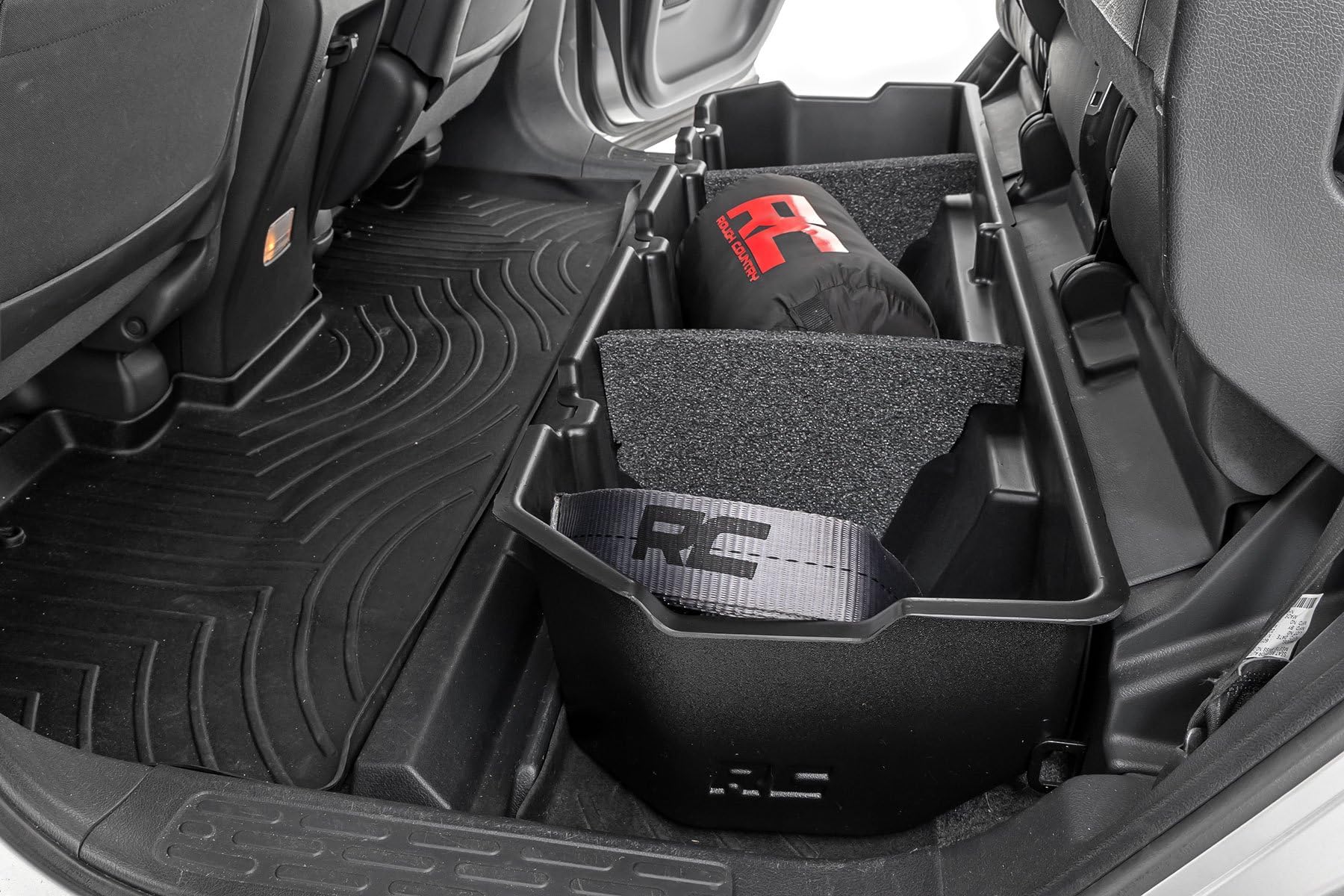 Rough Country Under Seat Storage for Honda Ridgeline (2006-2025) Crew Cab - Durable, Anti-Skid Thermoplastic Underseat Organizer