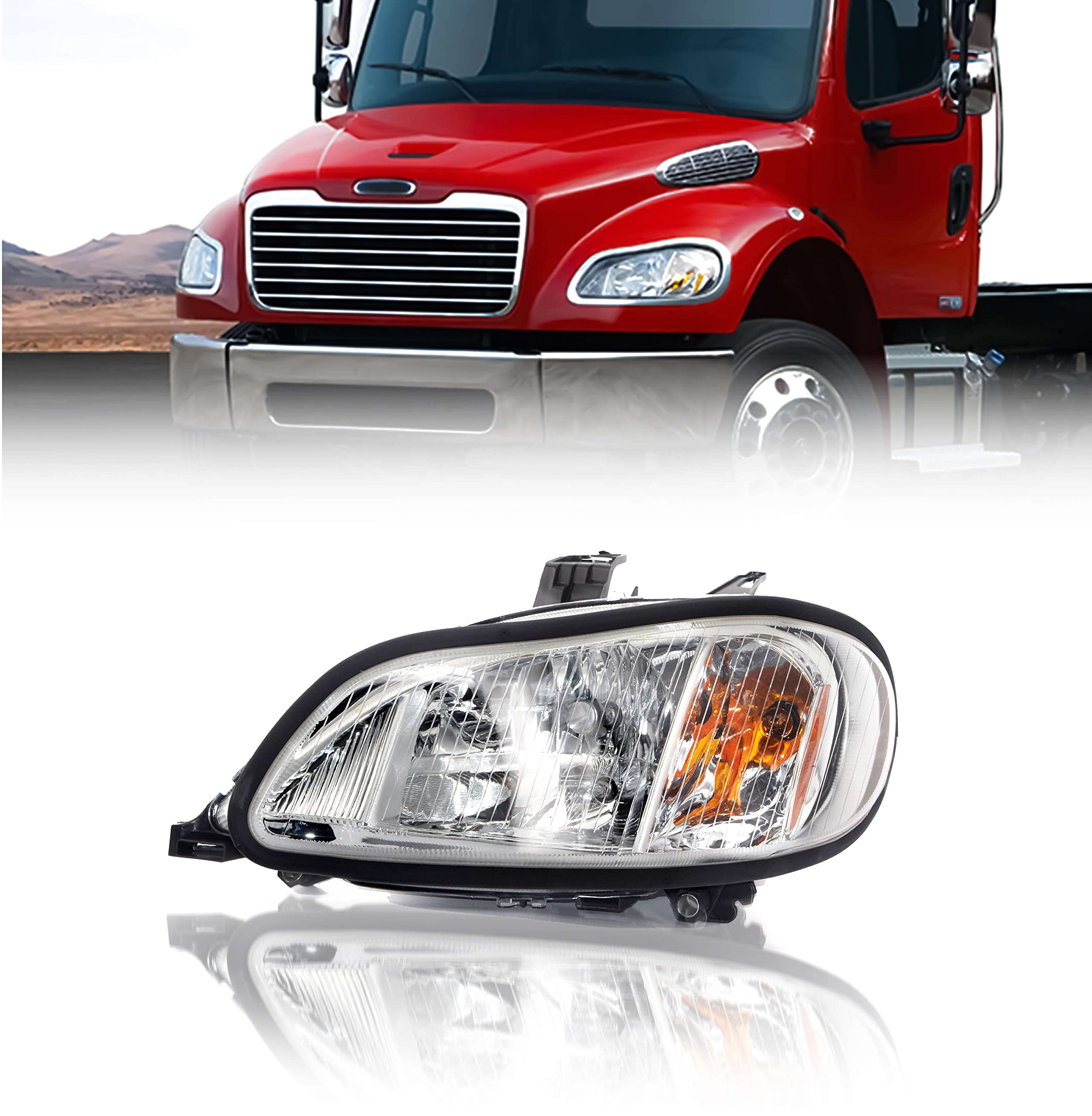 Torque Headlight Pair Replacement For 2002-2018 Freightliner M2 M-2 100 106 112 Semi Trucks [Included All Bulbs] Assembly Dot Sae Approved Driver Left Passenger Right Side Set (Tr028-L, Tr028-R)