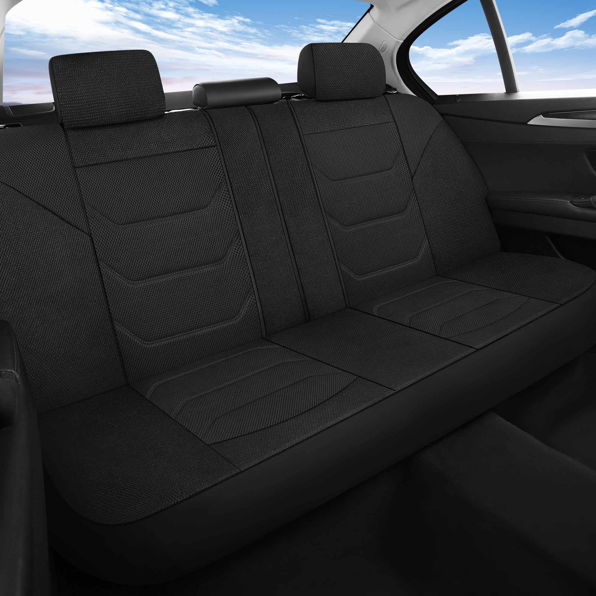 Pariiaotin 3D Air Mesh Car Seat Cover Full Sets Washable and Breathable Premium Cloth Automotive Vehicle Seat Covers for Cars In