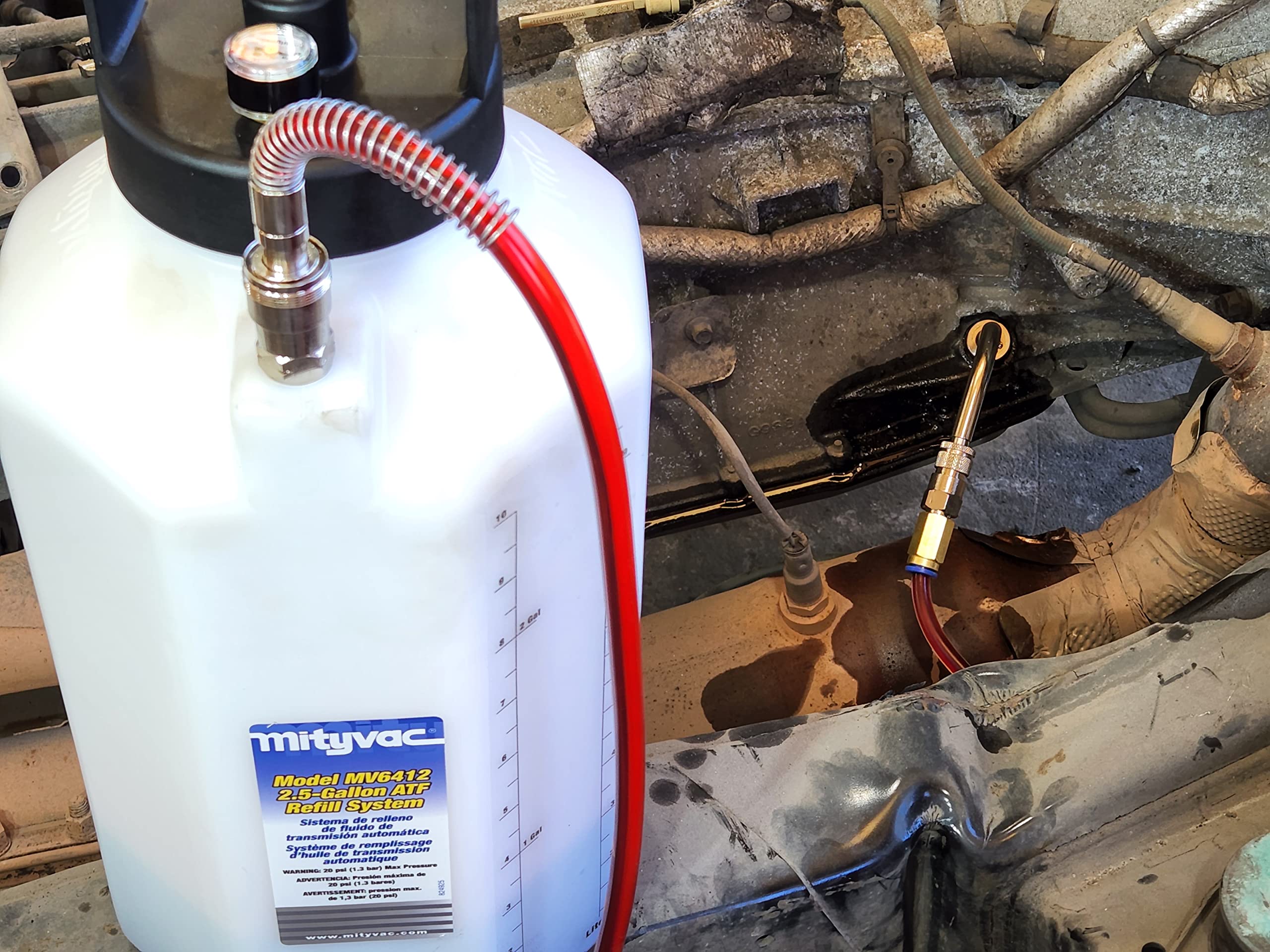 Mityvac MV6412 ATF Pneumatic Refill System; Air Operated, Services Sealed Automatic Transmissions with up to 2.5 Gallons of Flui