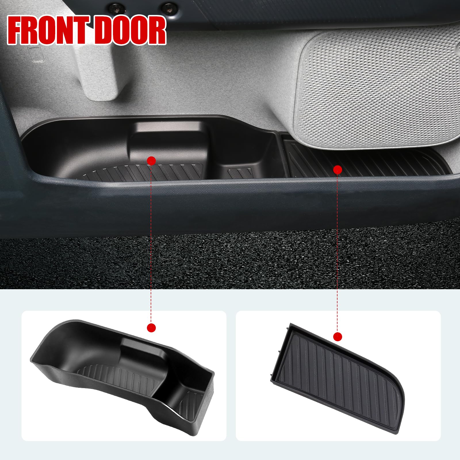 Mabett Door Side Storage Tray for Ford Maverick 2022-2025, TPE Organizer Box Set, Black, 4PCS