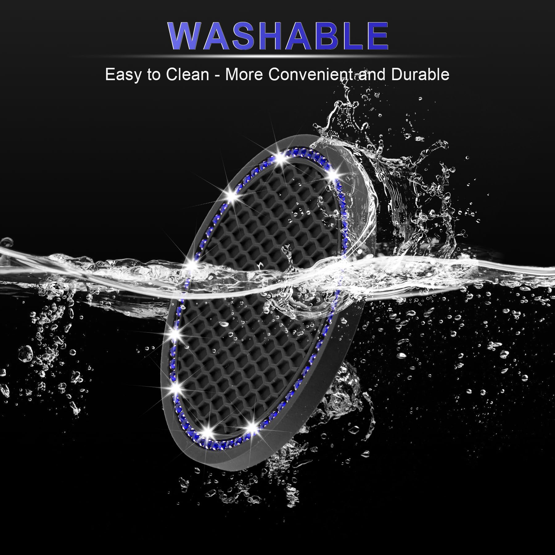 JUSTTOP 2 Pack Universal Auto Anti Slip Cup Holder Insert Coaster, Car Cup Holder Coaster, Bling Crystal Rhinestone Car Interior