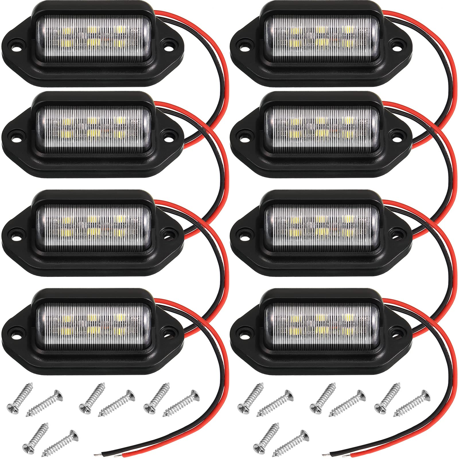 Mudder 8 Packs 12V 6 Led License Plate Light Waterproof License Plate Lamp Taillight For Truck Suv Trailer Rv Trucks And Boats L