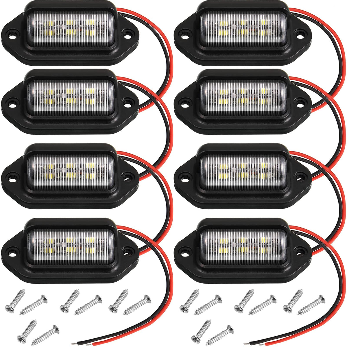 Mudder 8 Packs 12V 6 Led License Plate Light Waterproof License Plate Lamp Taillight For Truck Suv Trailer Rv Trucks And Boats L