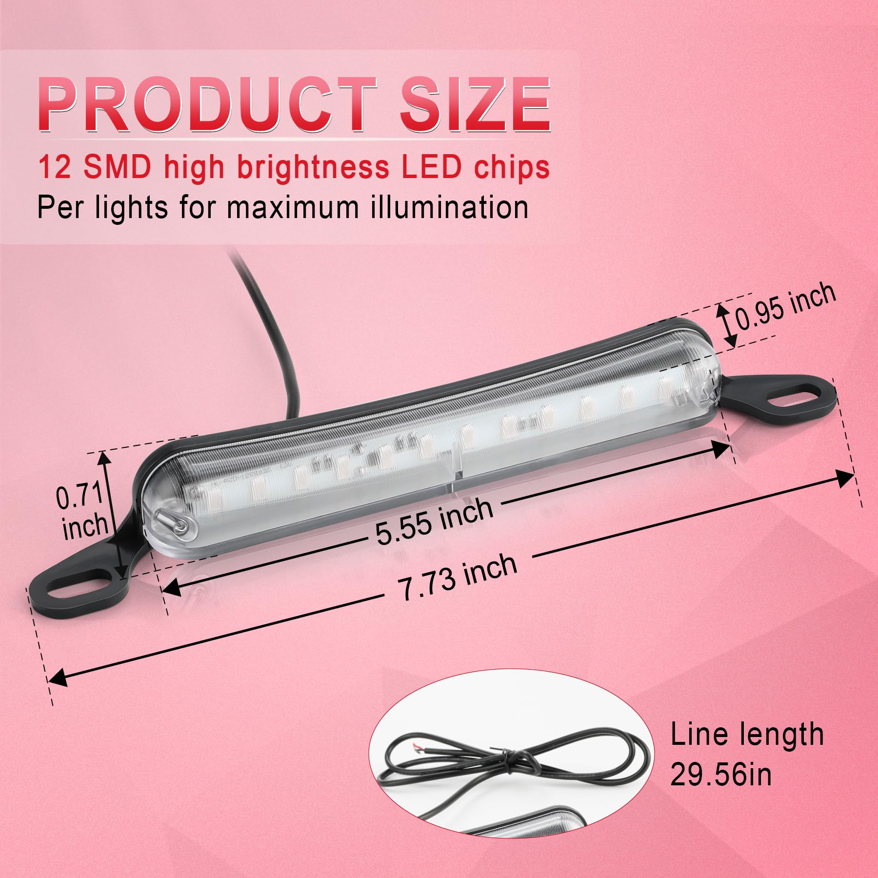 Livtee License Plate Light, Extremely Bright Led License Plate Lights Assembly For Trailer Utv Atv Truck Rv Boat, Red