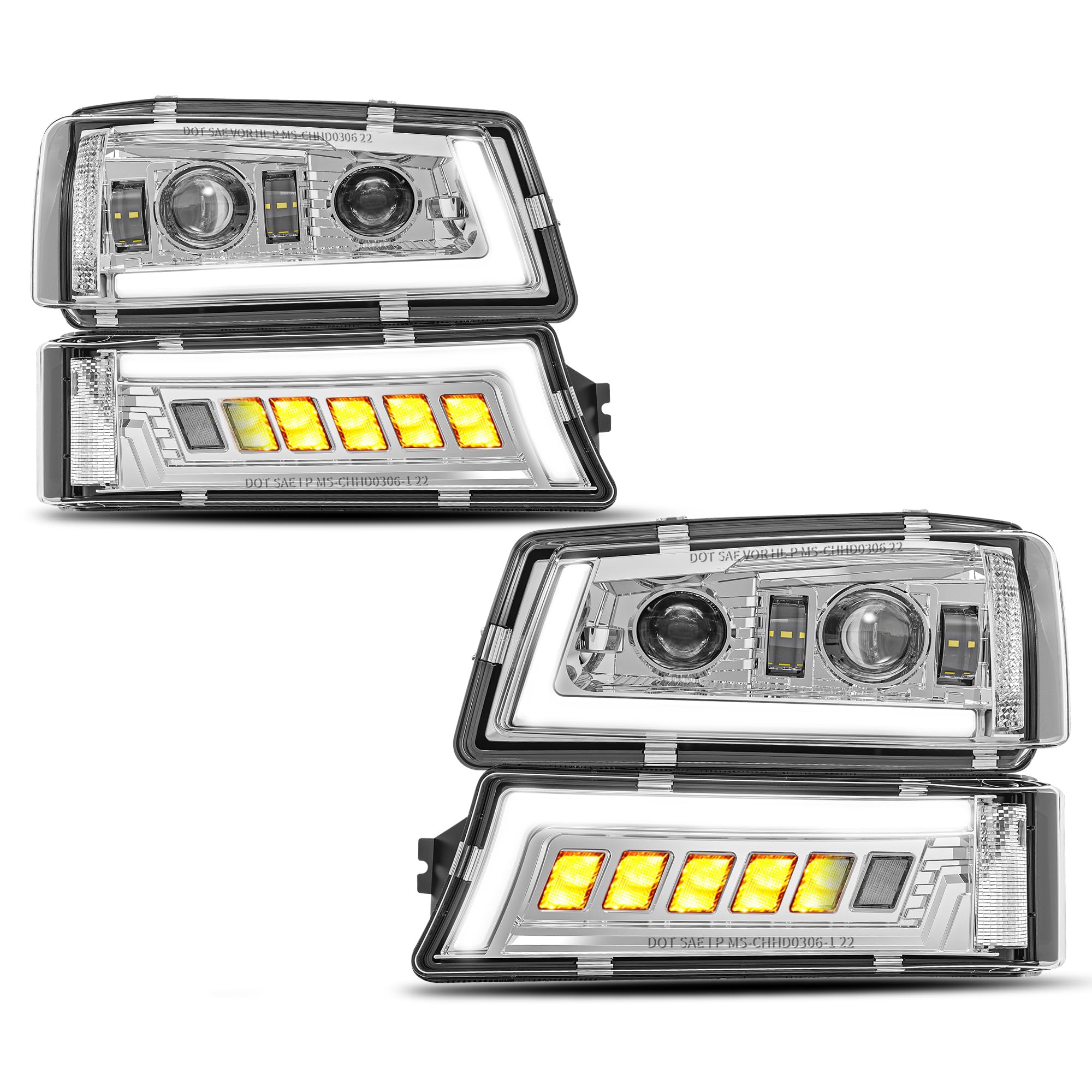 Z-Offroad Led Headlights Assembly Dot Approved With Drl Turn Signal Hi/Low Sealed Beam Compatible With 03-06 Chevy Silverado Ava