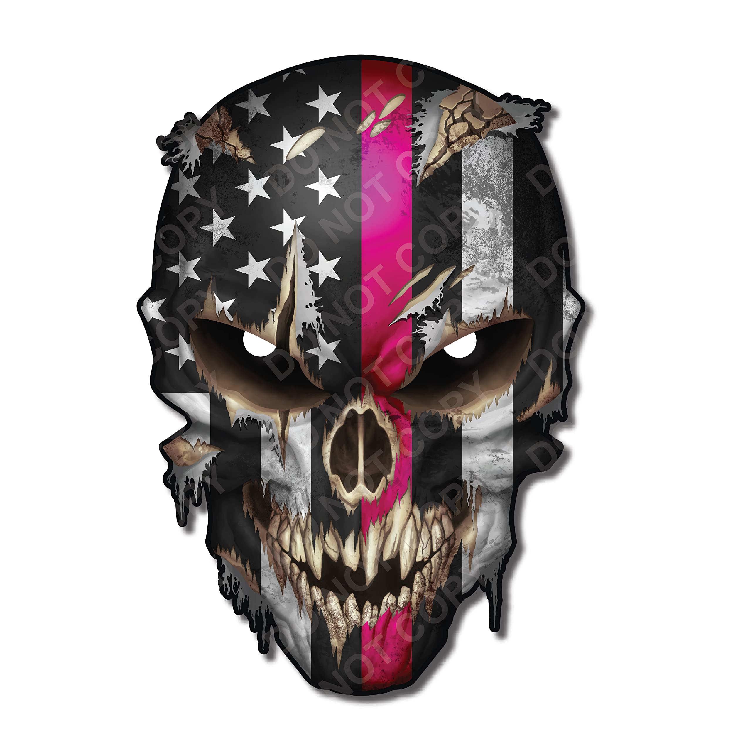 Thin Pink Line Skull With Reflective Eyes Breast Cancer Survivor Window Sticker Vinyl Decal Flag Susan G Koman Cancer Sucks Dirt