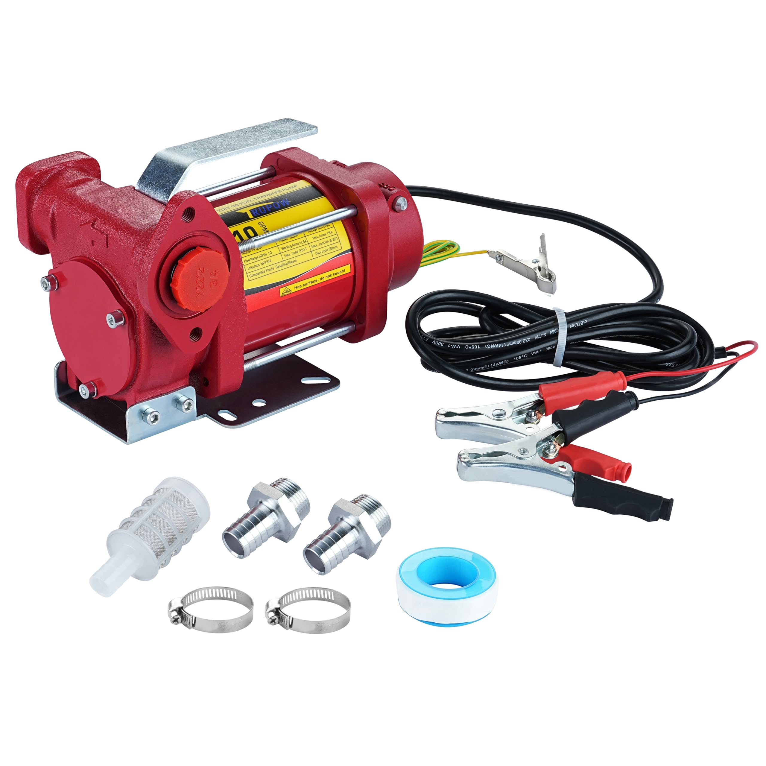 TRUPOW 12V DC 10GPM Self-priming Heavy-duty Gasoline Fuel Oil Transfer Pump with Explosion-proof for Gasoline Diesel Kerosene & 