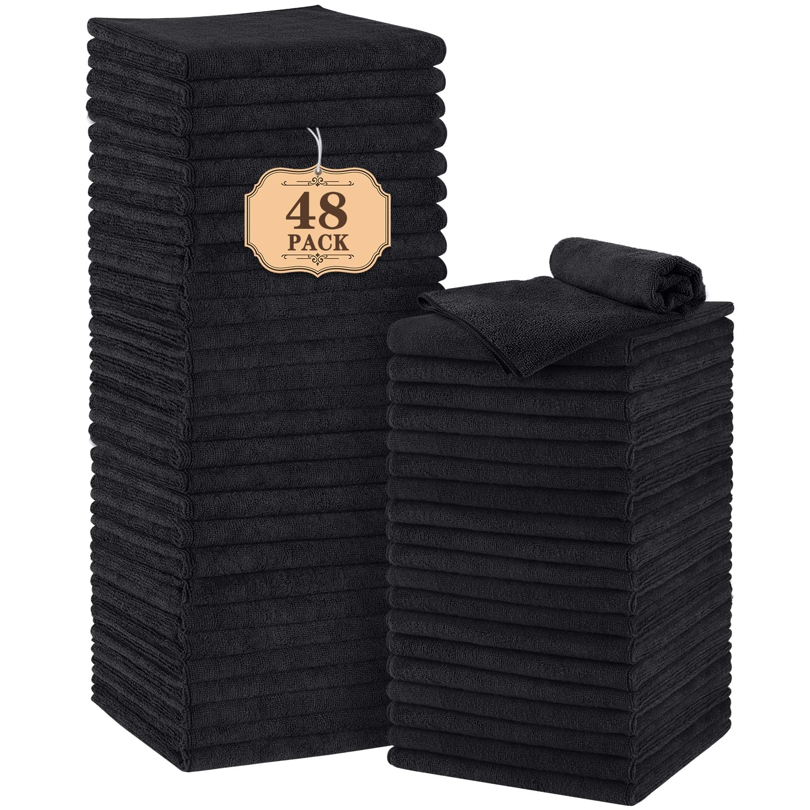 Orighty Black Salon Towels Extra Large  Pack of 12(Not Bleach Proof  18 x 30 Inches) Super Soft Gym Towels and Absorbent Microfiber Towel for Salon  Hand  Gym  Bath  Spa and Home Hair Care-New