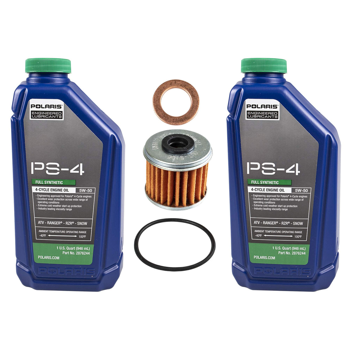 Polaris Full Synthetic Oil Change Kit – 2 Qts PS-4 Extreme Oil + 1 Oil Filter
