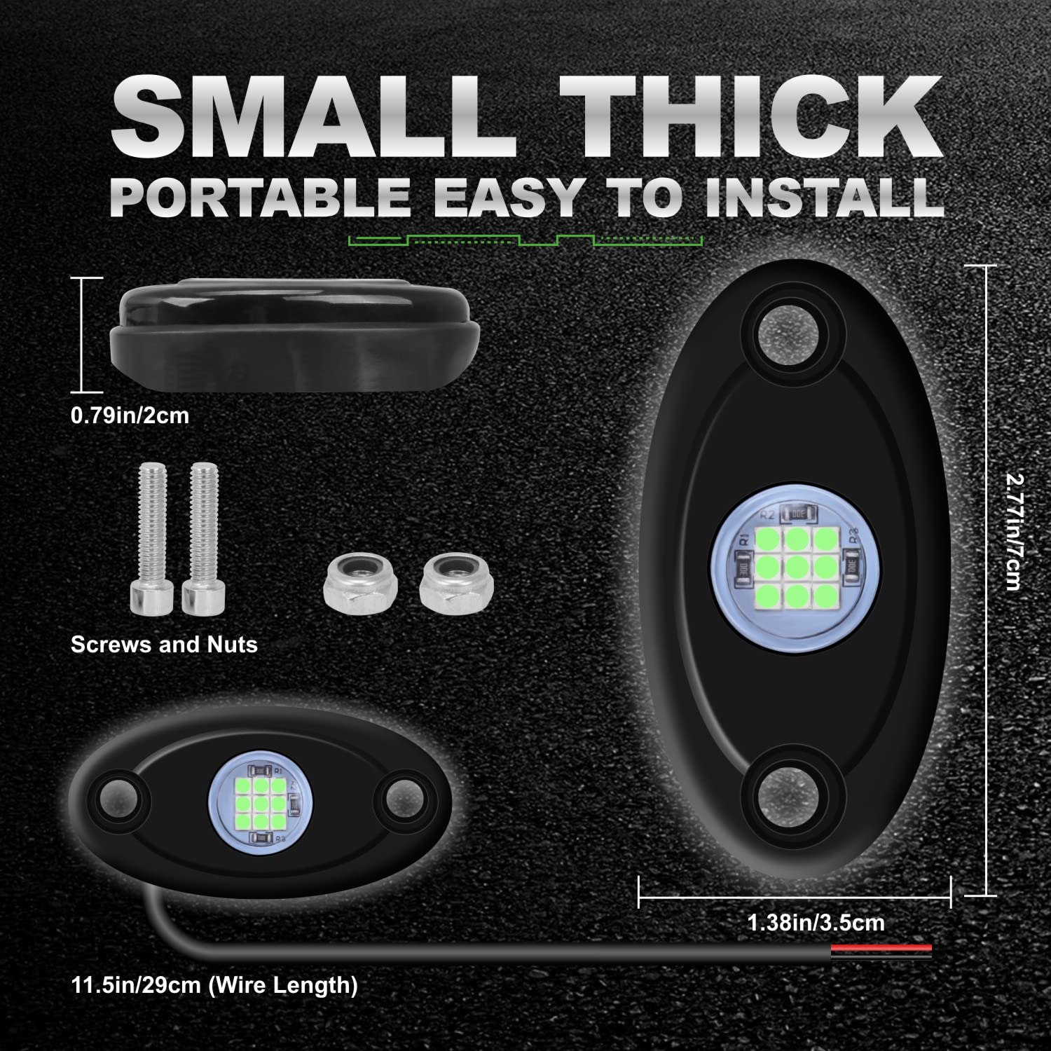 Ly8 4 Pods Led Rock Lights Green Waterproof Underglow Neon Underbody Fender Light Kits For Trucks Car Atv Suv Boat (Green)