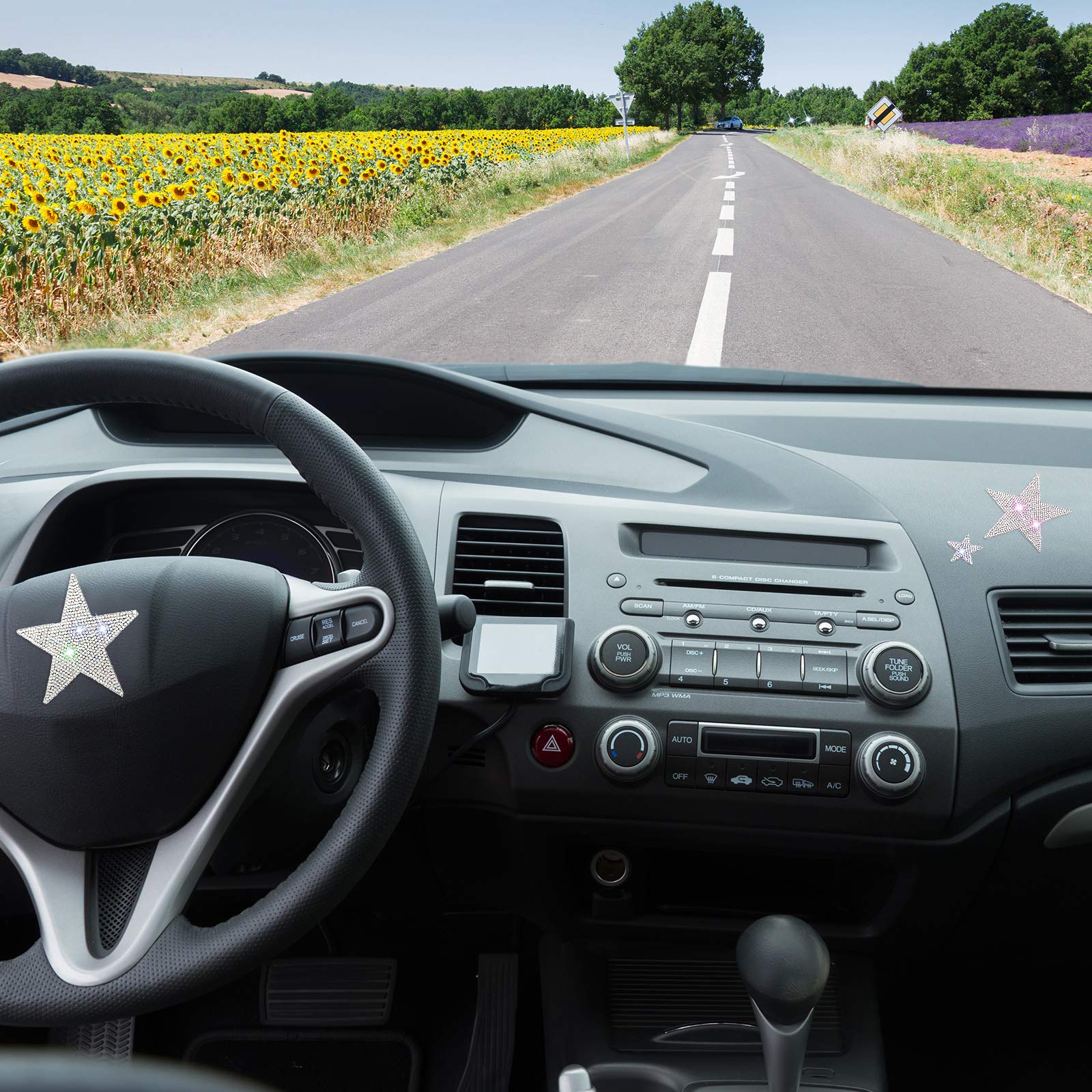 Frienda 8 Pieces Rhinestone Star Stickers Bling Car Decals Crystal Self Adhesive Diamond Car Stickers Glitter Auto Emblem Decals