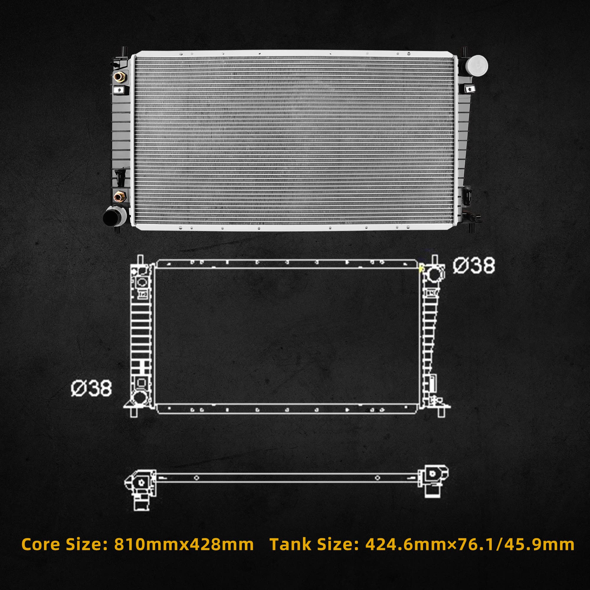 Dwvo Radiator Compatible With 1999-2003 Ford F150, 1999-2003 F-250 F-350, 99-01 Expedition Lincoln Navigator 4.2L 4.6L 5.4L (Wit