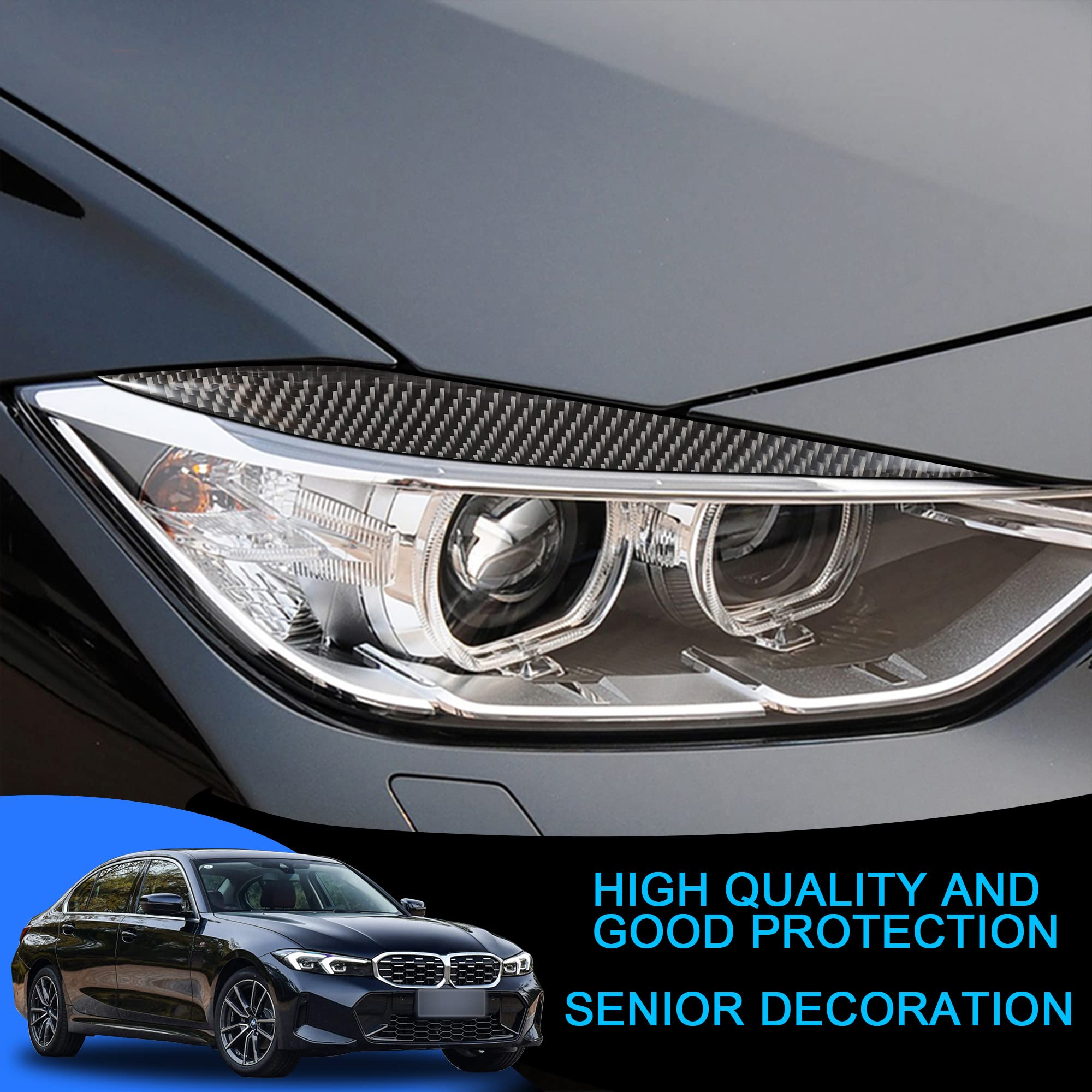 Tomall Headlight Eyelid Cover Trims Compatible With Bmw F30 Headlight Eyebrow Carbon Fiber Eyelid For 3 Series F32 F31 F36 F34 F
