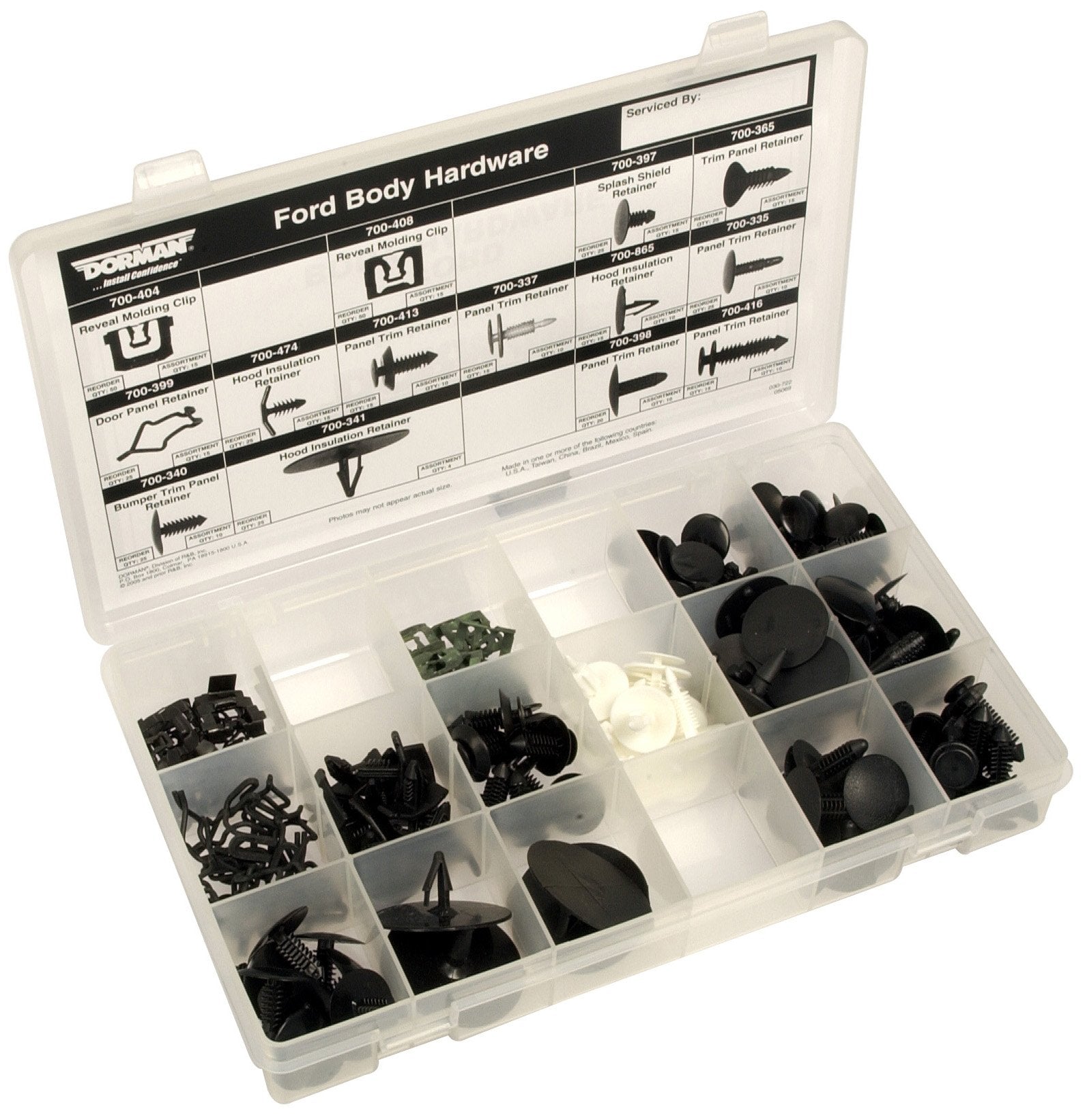 Dorman 030-722 Body Retainer Tech Tray, 164 Piece Universal Fit