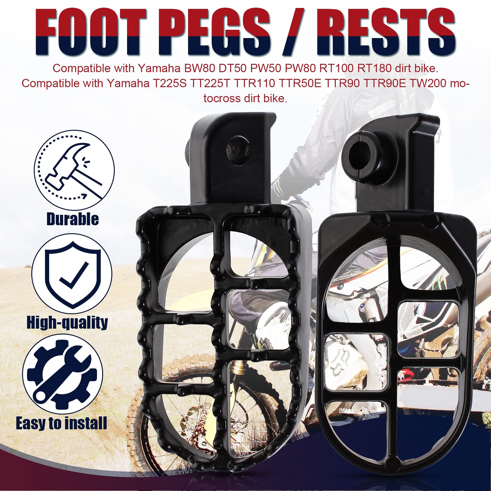 Qazaky Black Aluminium Foot Pegs Rest Footrest Footpegs Xr50 Xr50R Xr70 Xr70R Xr80R Xr100R Crf50 Crf50F Crf70 Crf70F Crf80 Crf80F ?Crf100F Klx110 50Cc 70Cc 90Cc 110Cc 125Cc Dirt Bike Taotao Jonway