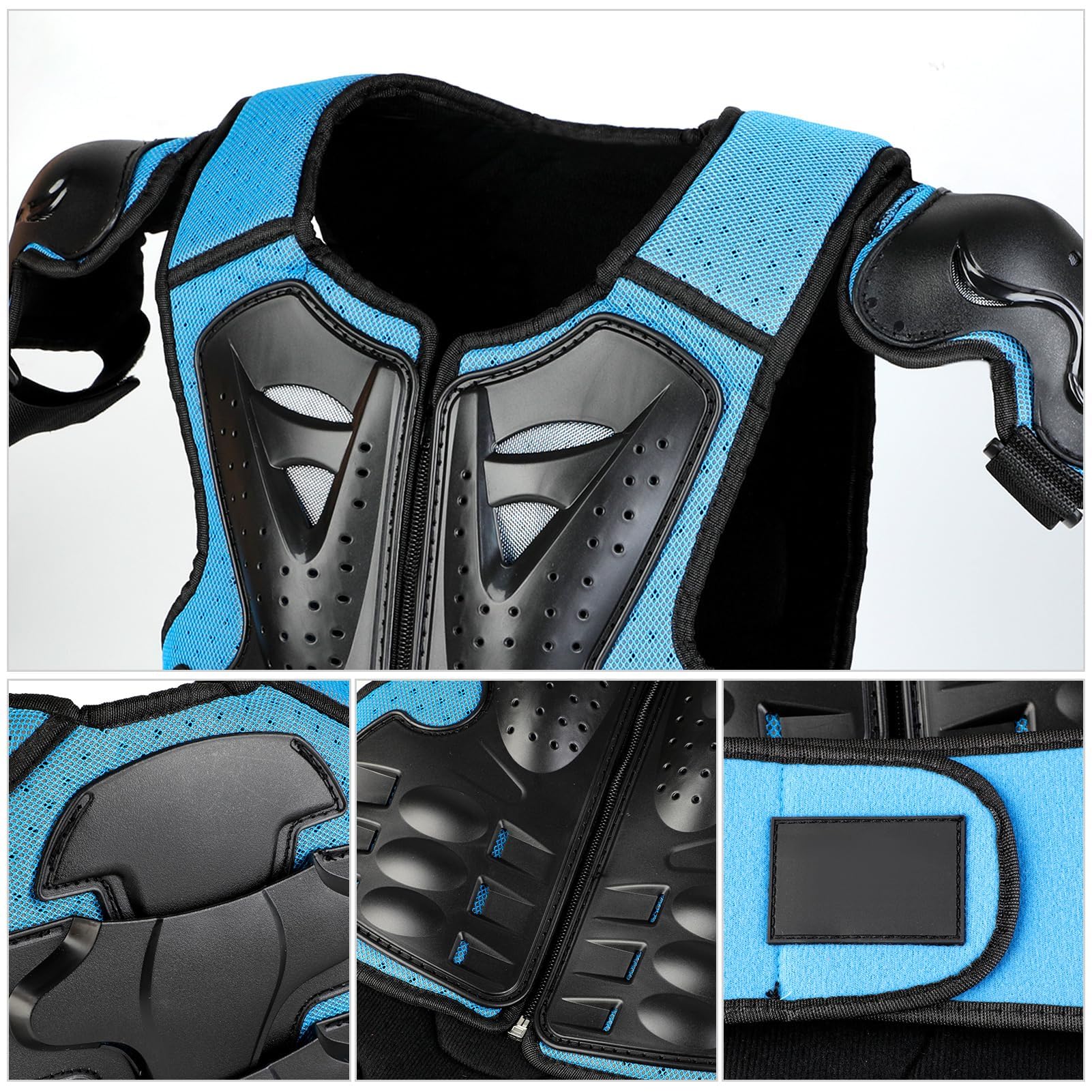 JUSTDOLIFE Youth Dirt Bike Gear Set - 5 PCS Motorcycle Armor with Knee & Elbow Pads, Chest Protector, For Ages 4-12, Blue, Model FJBB28P315