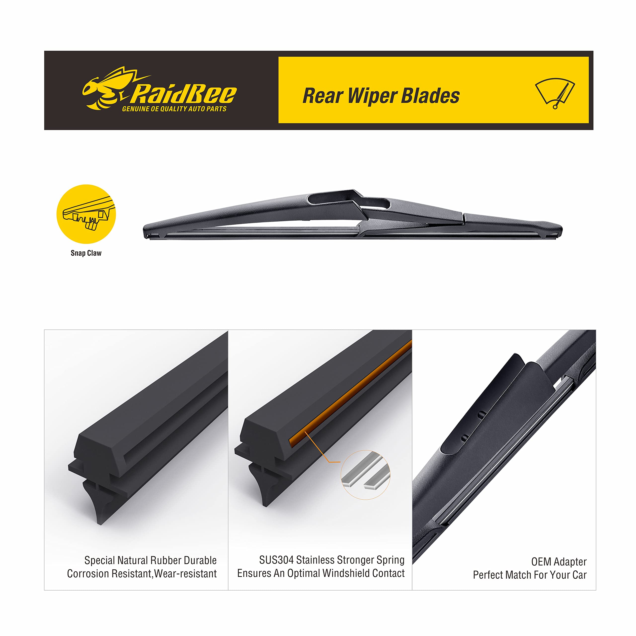 Raidbee Rear Wiper Blade, 10 Inch Rear Windshield Wiper Blades Compatible For Jeep Renegade 2021 2020 2019 2018 2017 2016 2015 O