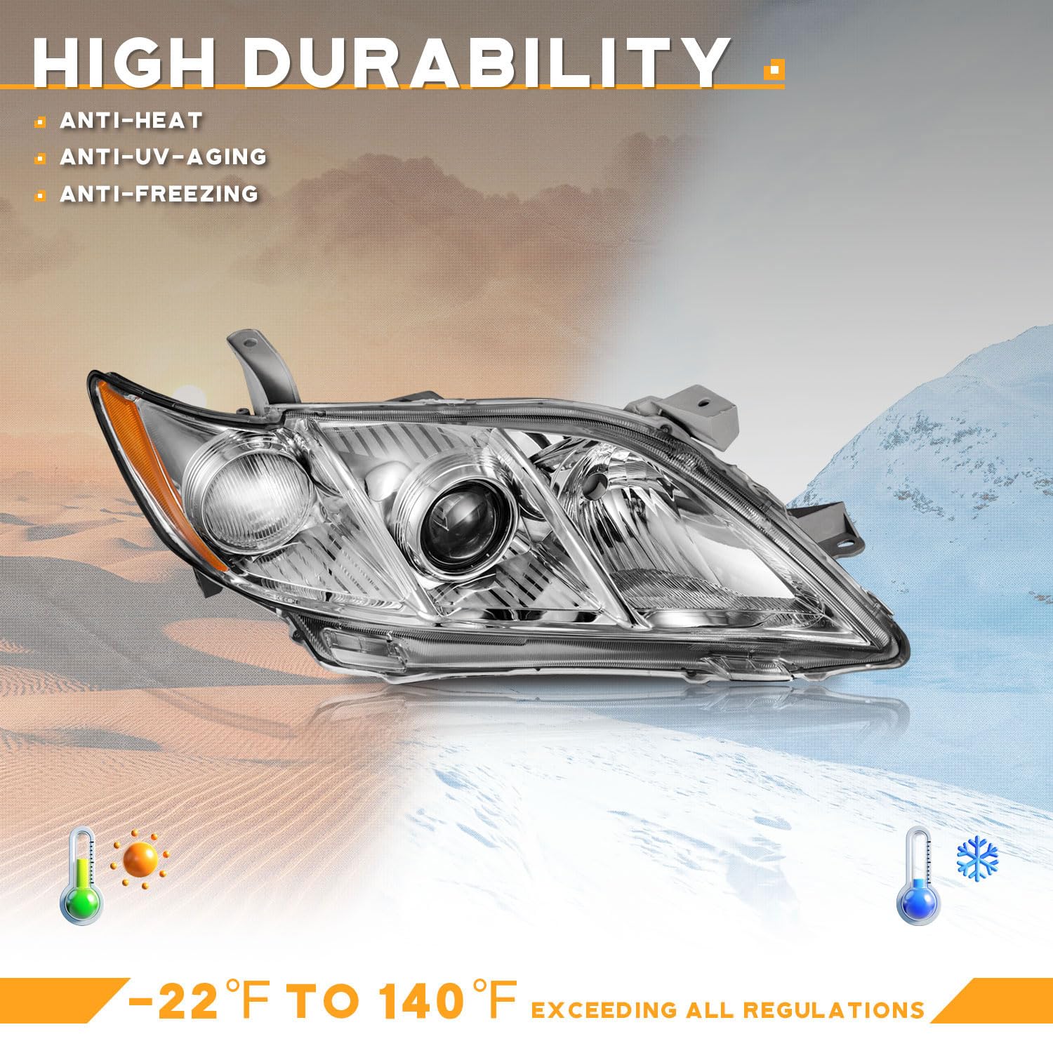 WEELMOTO Anti-Fogging Headlights Assembly for 2007-2009 Toyota Camry, Headlights Assemblies for 2007 2008 2009 Toyota Camry US V