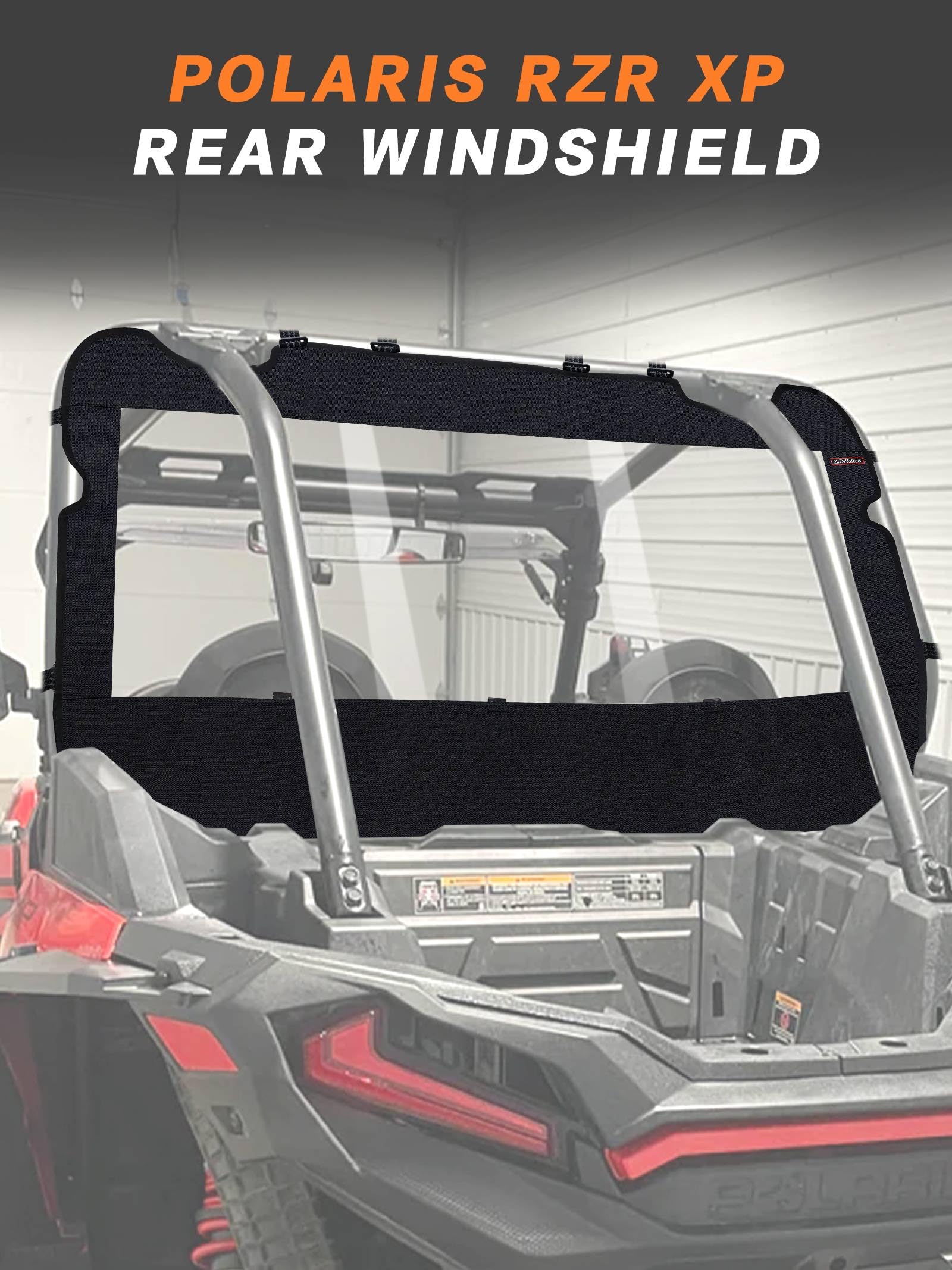 Zidiyoruo Utv Soft Rear Windshield -Polaris Rzr Back Window - Durable, Easy Install, Compatible With Rzr Xp 1000 & Turbo (2014-2023) - Rear Wind Cover Keeps Air/Rain/Dust/Pebbles/Mud Away From Seats