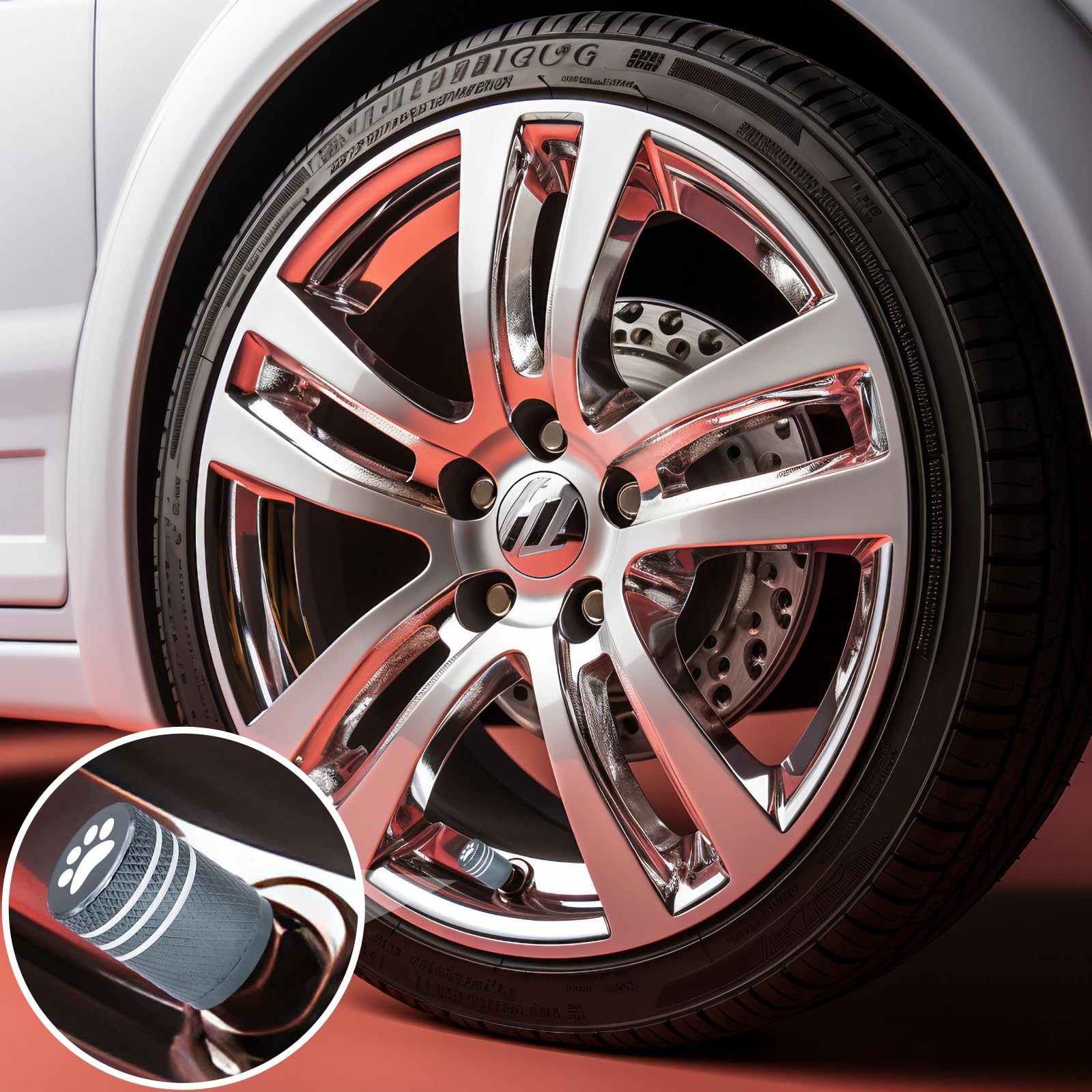 Meajoo 12Pcs Cat Dog Paw Tire Valve Stem Caps, Aluminum Air Caps Cover, With Plastic Liner Corrosion Resistant Leak-Proof, Unive