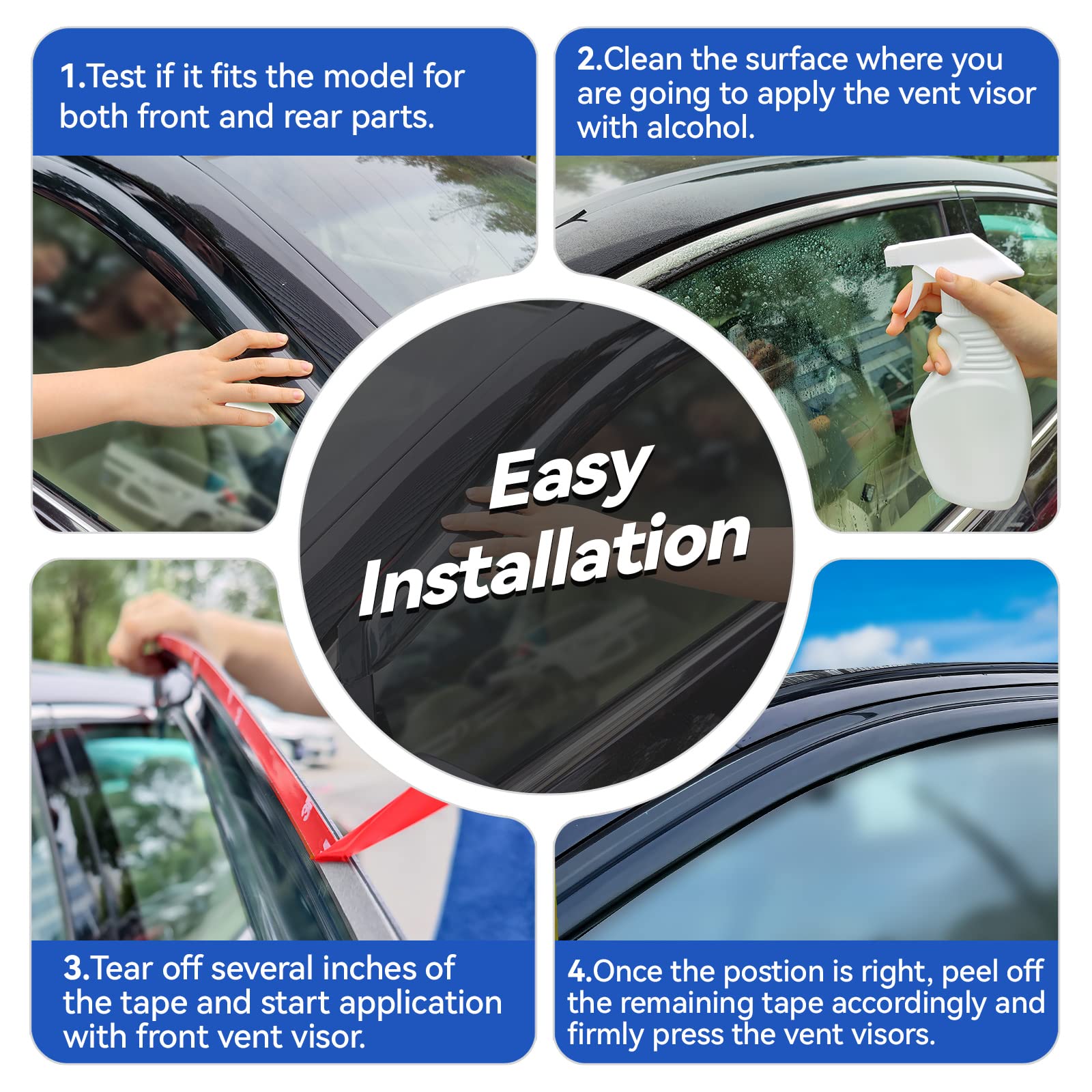 Window Visors Rain Guards for 2019-2025 Nissan Altima, Out-Channel Window Vent Wind Deflectors Visors Shades for 19-25 Altima