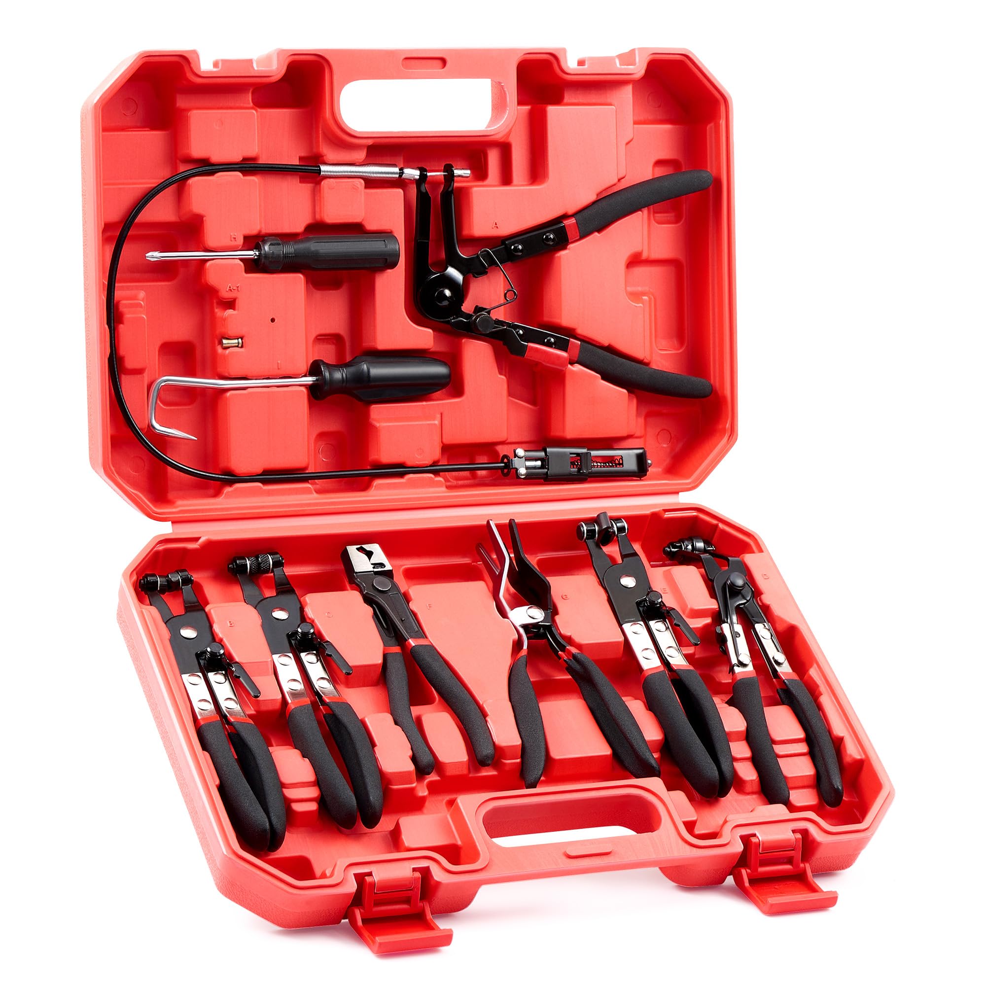 Orion Motor Tech 9Pc Hose Clamp Pliers With Flexible Wire Long Reach Swivel Jaw And Flat Band Pliers For Coolant Radiator Heater