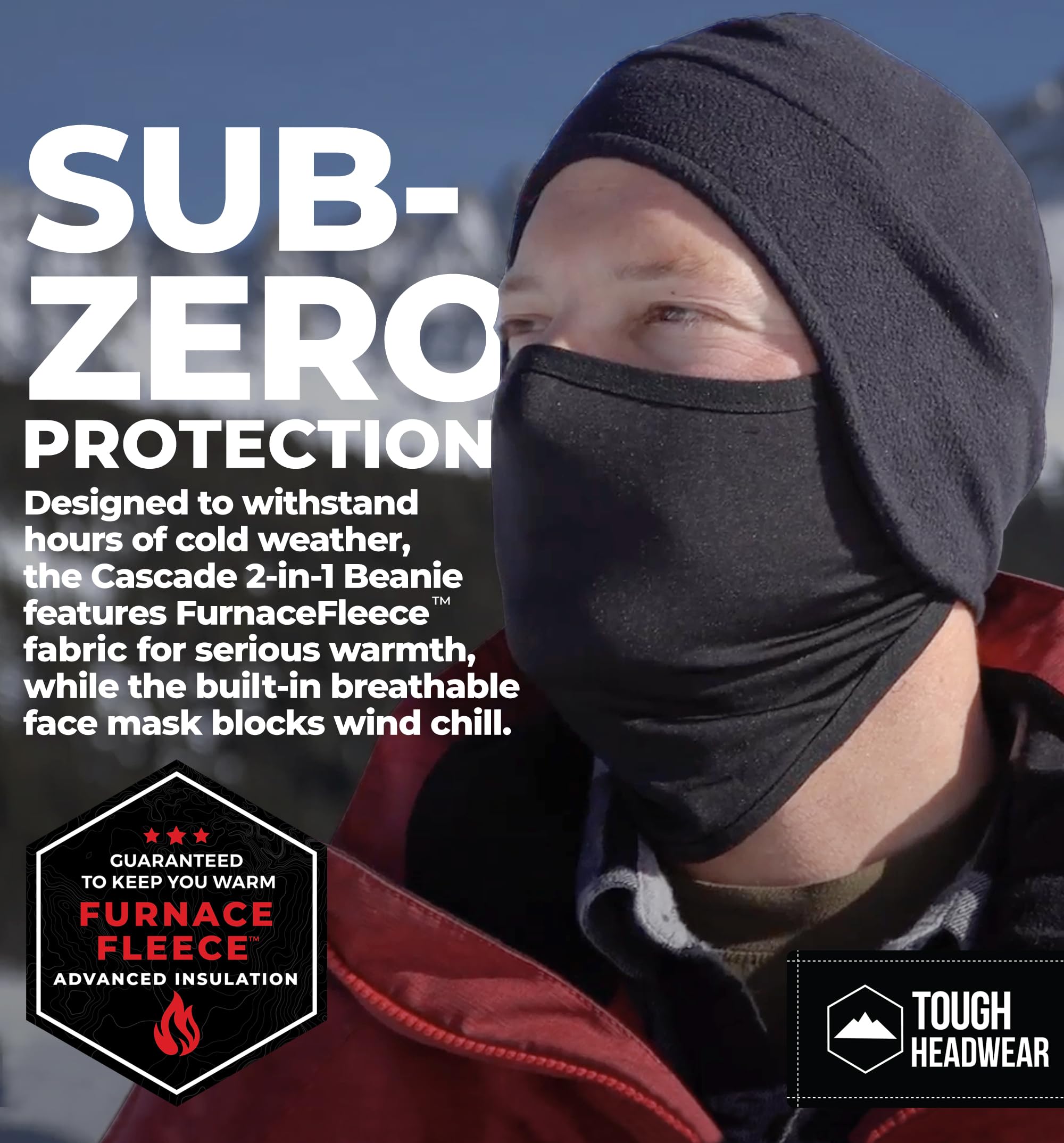 Tough Headwear Skull Cap With Mask Men, Winter Running Gear, Motorcycle Winter Gear, Helmet Liners, Ski Hat, Thermal Beanie