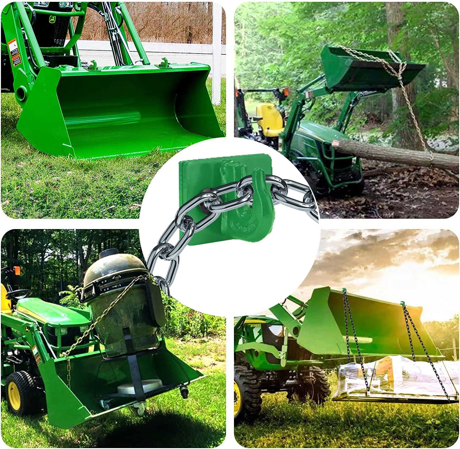 AUTOBOTS Heavy Duty Tractor Bucket Hooks 3/8 (2 Pack), Max 15,000 lbs, Bolt-On Grab Tow Hooks, Dark Green Accessories for RV, UTV, Truck