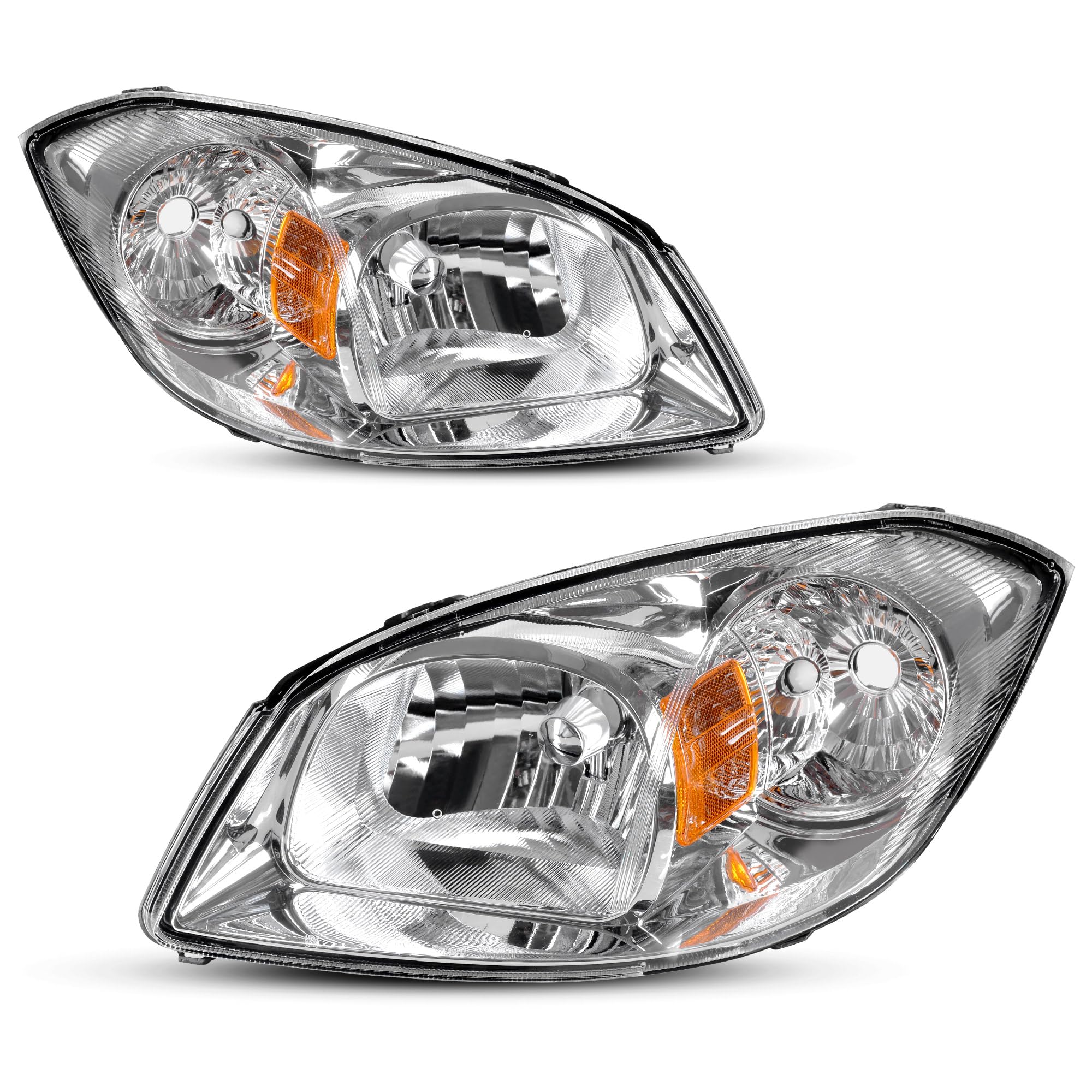 Autosaver88 Headlight Assembly Compatible With 2005-2010 Chevy Cobalt/ 2005-2006 Pursuit/ 2007-2009 Pontiac G5 Chrome Housing Am
